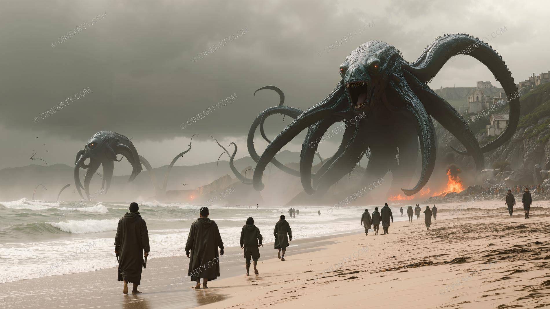 Giant Cephalopod Aliens Attack City 06014