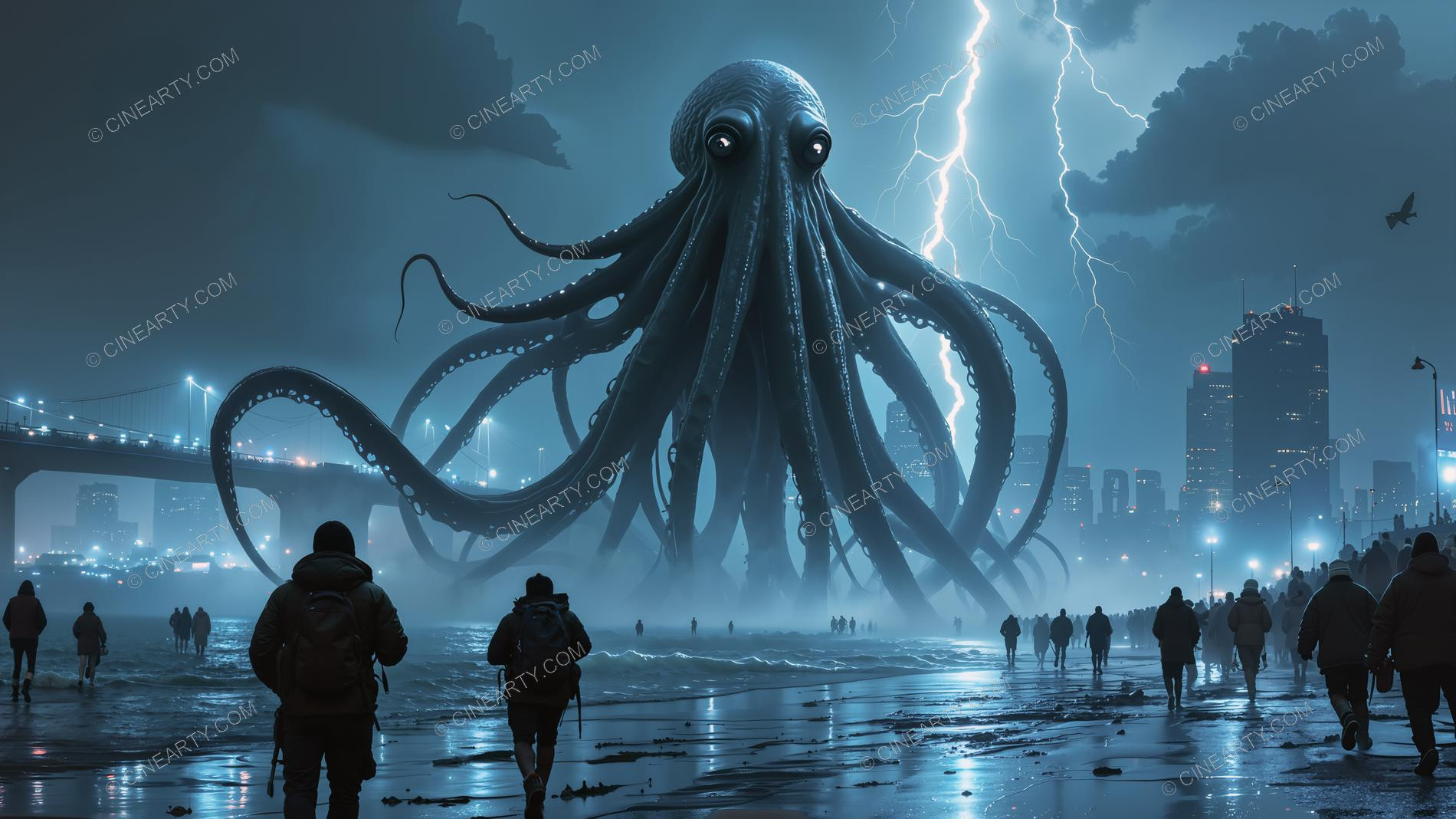 Giant Cephalopod Aliens Attack City 05378