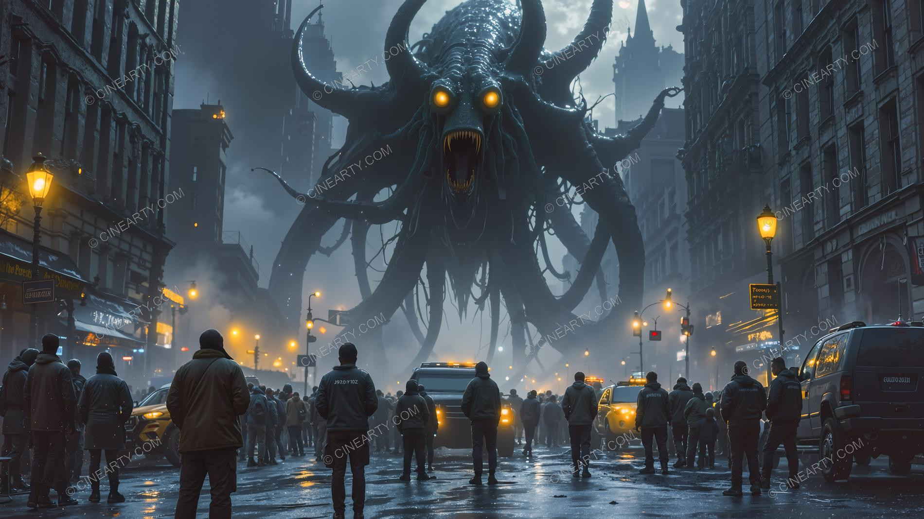 Giant Cephalopod Aliens Attack City 16479