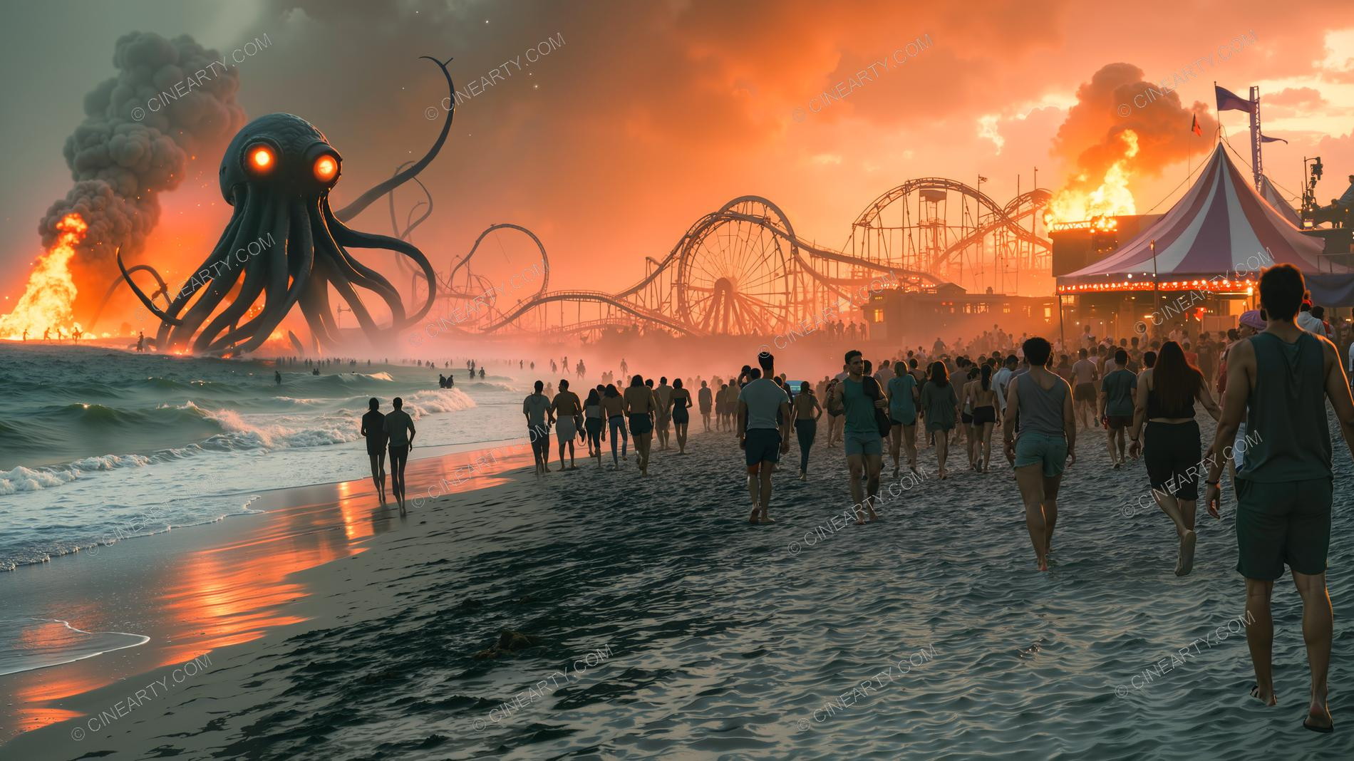 Giant Cephalopod Aliens Attack City 29662