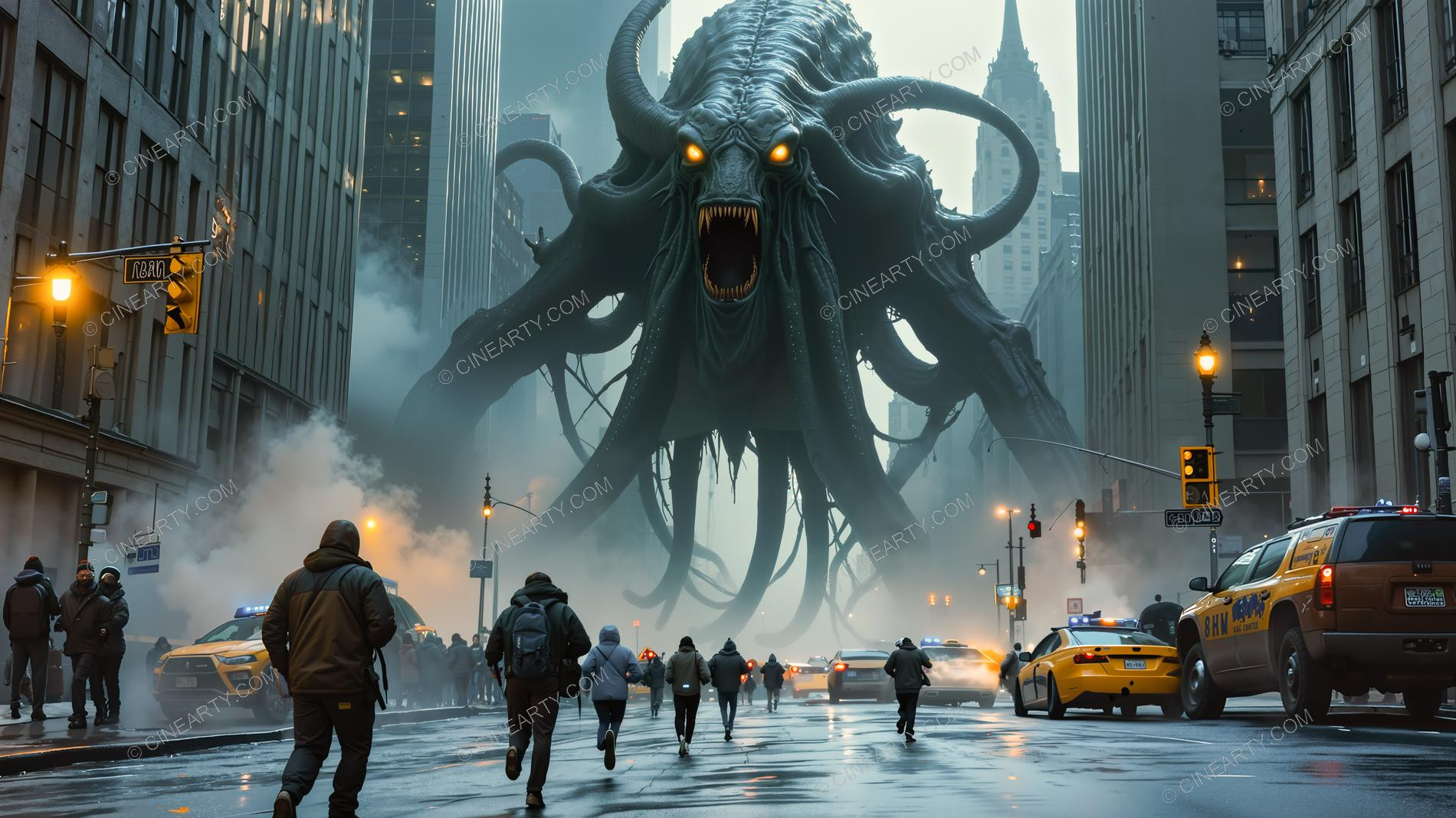 Giant Cephalopod Aliens Attack City 95034