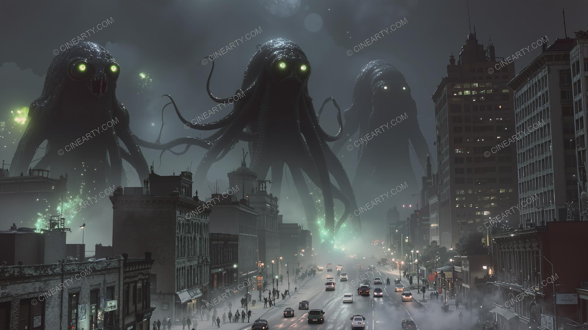 Giant Cephalopod Aliens Attack City 87168