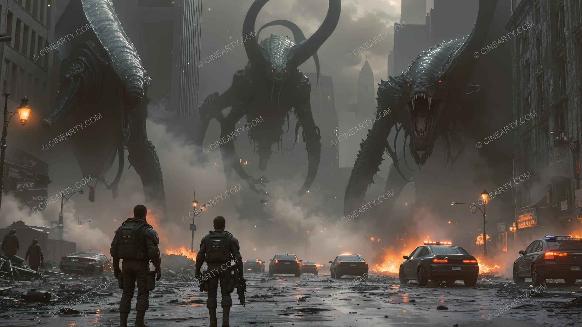 Giant Cephalopod Aliens Attack City 11480