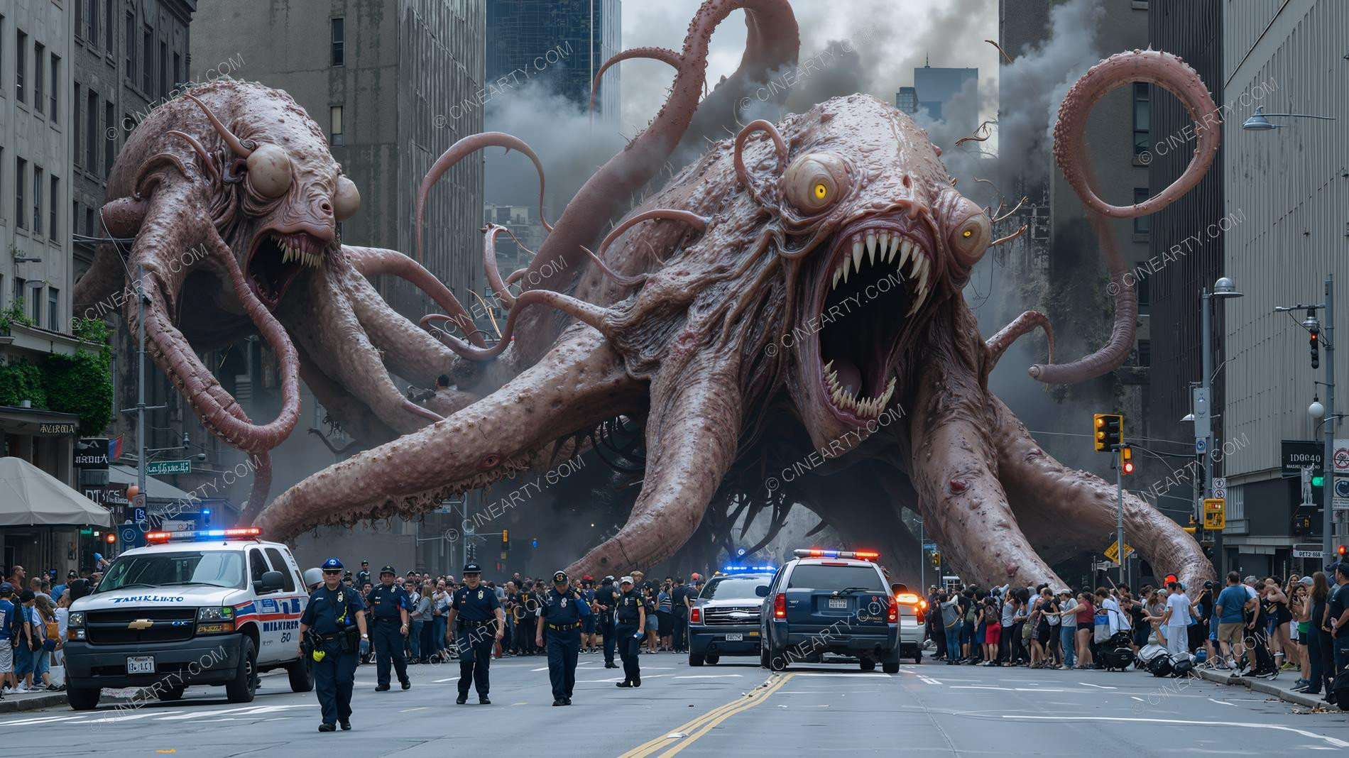 Giant Cephalopod Aliens Attack City 76906