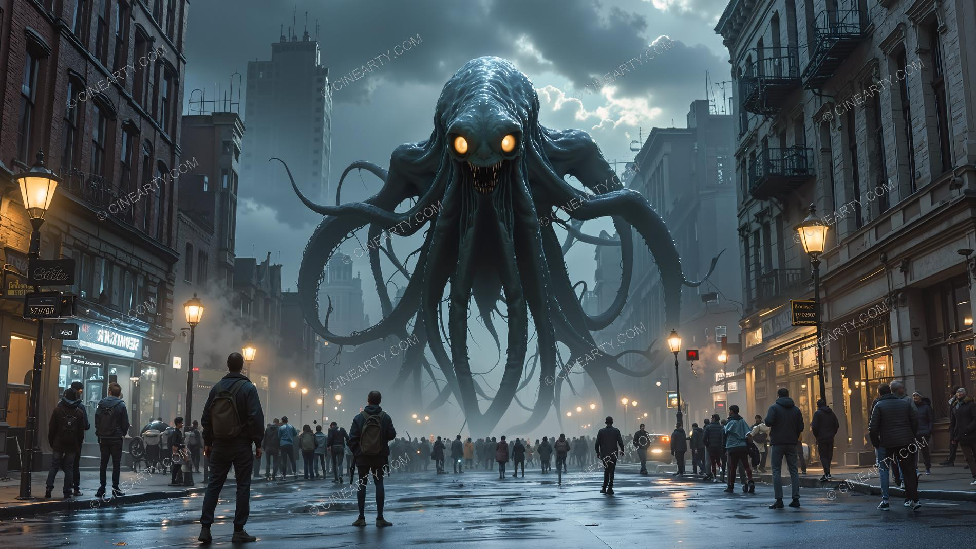Giant Cephalopod Aliens Attack City 29341