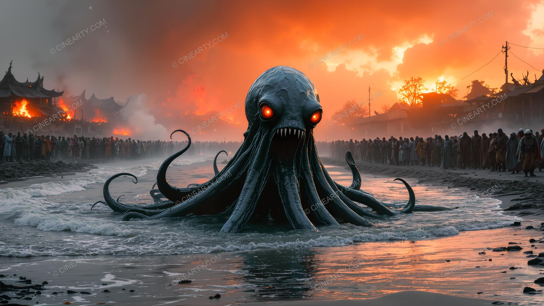Giant Cephalopod Aliens Attack City 22178