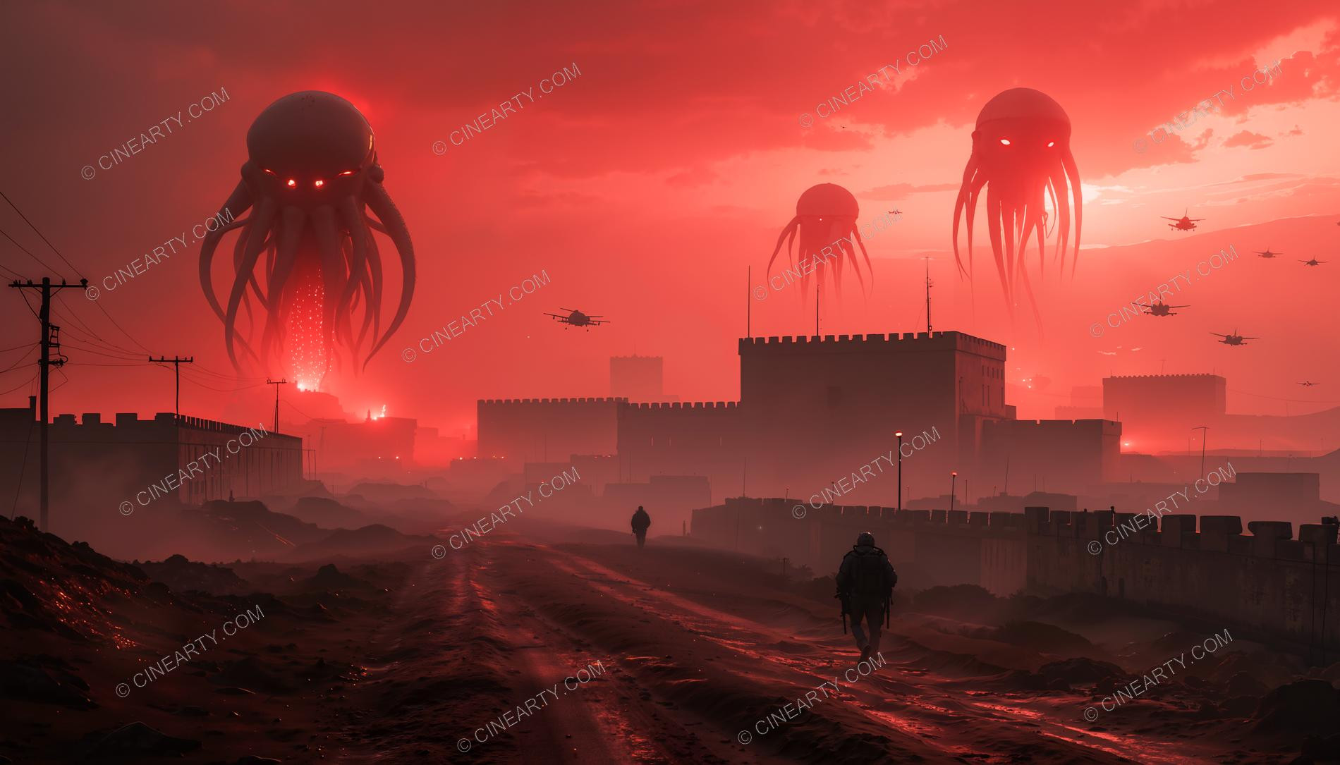 Giant Cephalopod Aliens in Mist 79854