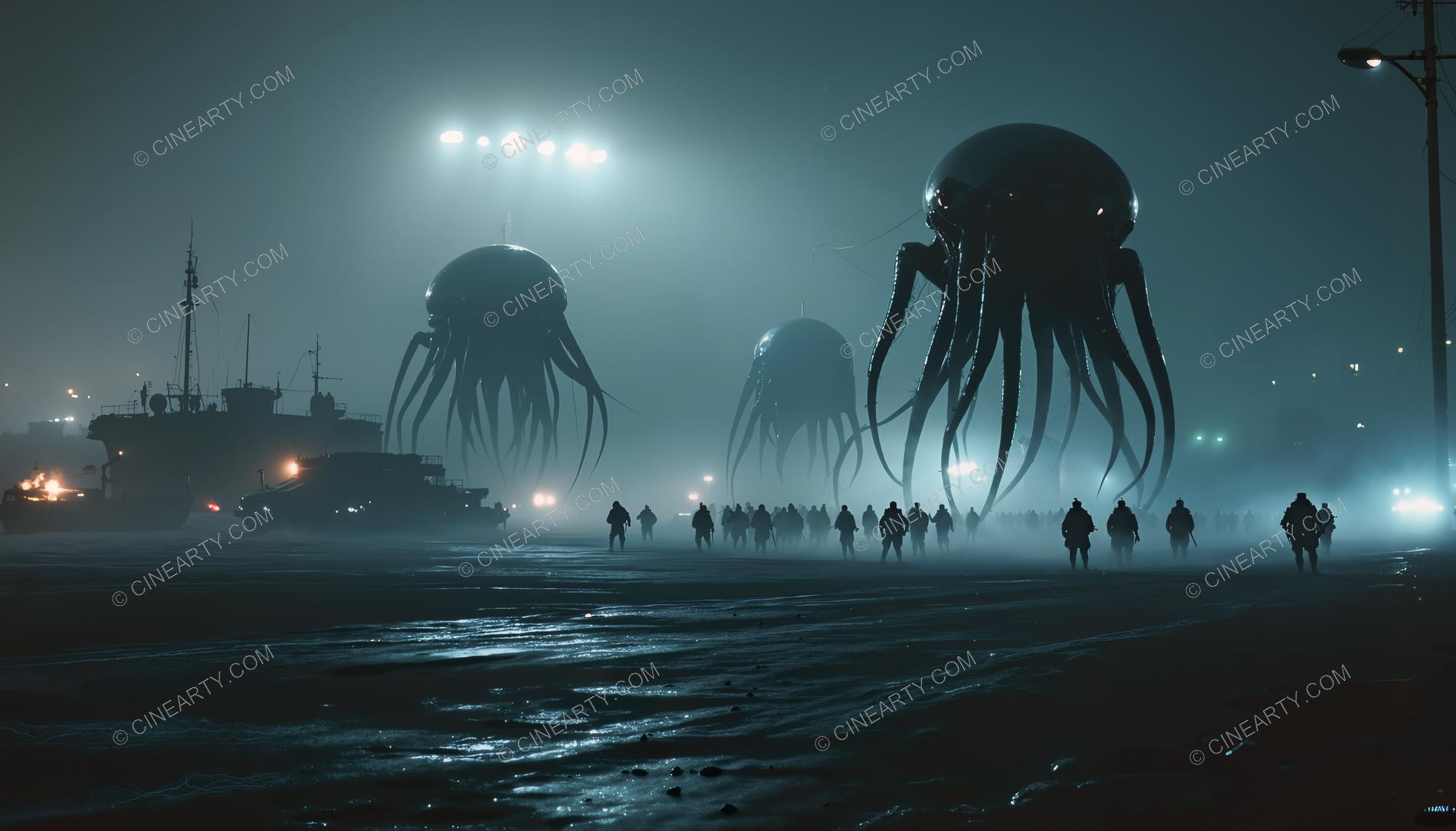 Giant Cephalopod Aliens in Mist 50490