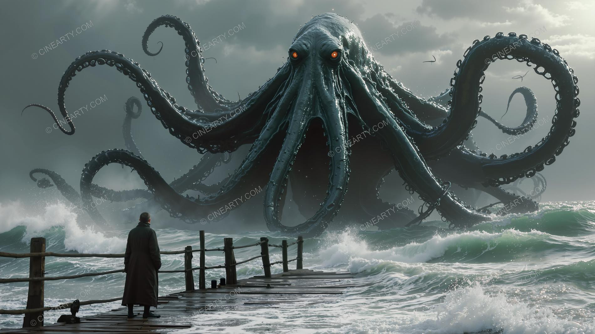 Giant Cephalopod Aliens on Seashore 44190