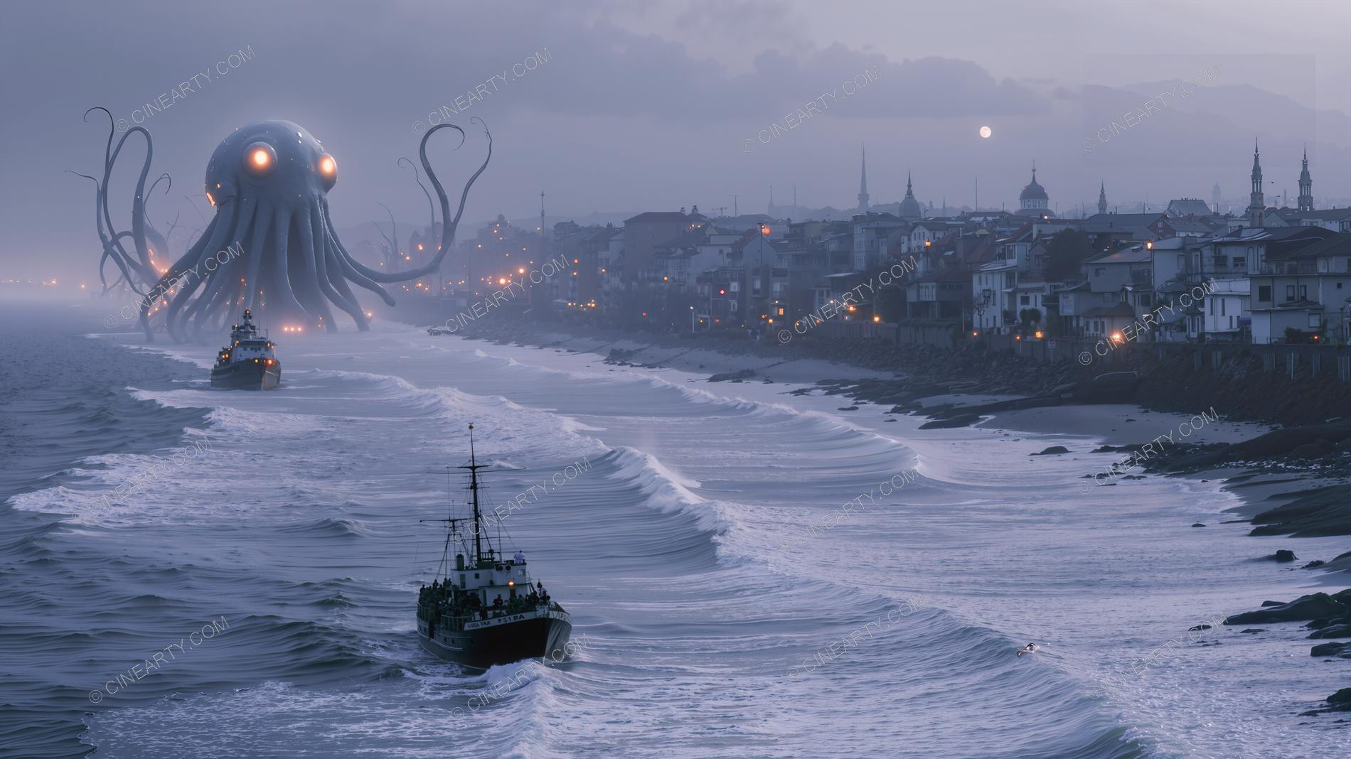 Giant Cephalopod Aliens on Seashore 59629