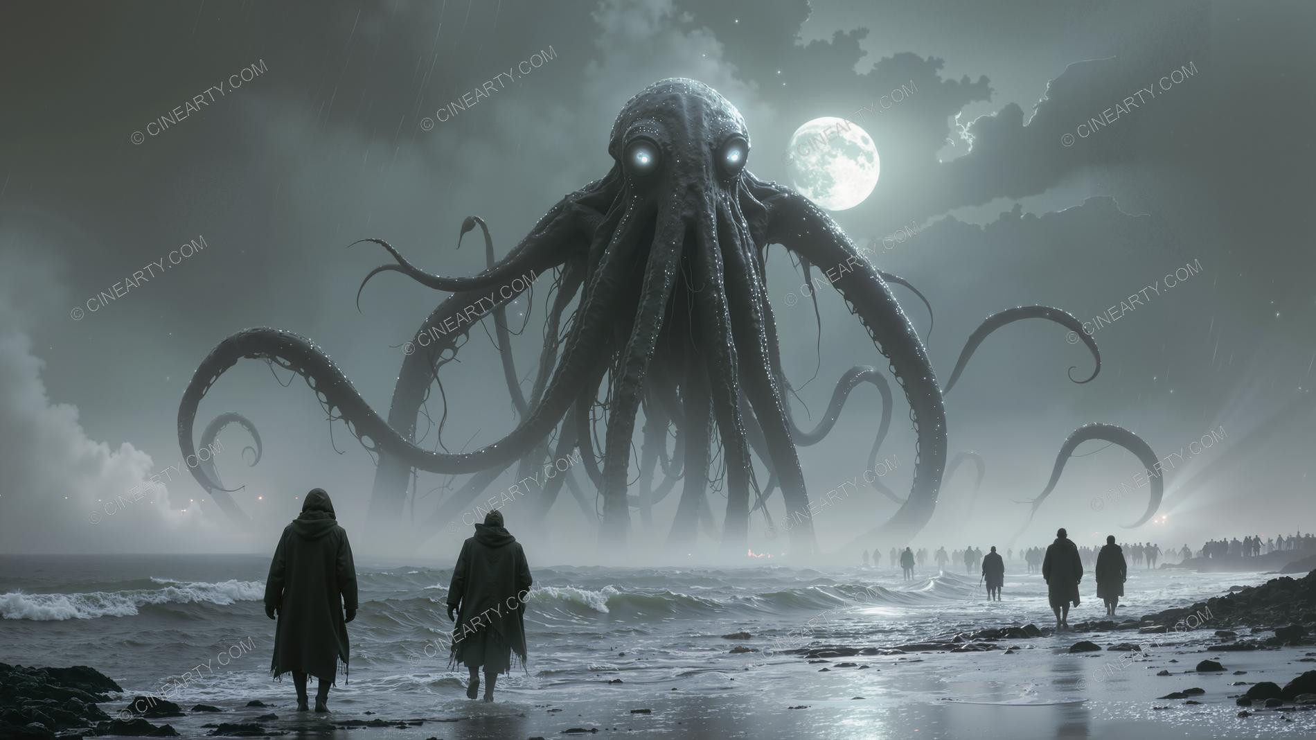 Giant Cephalopod Aliens on Seashore 65901