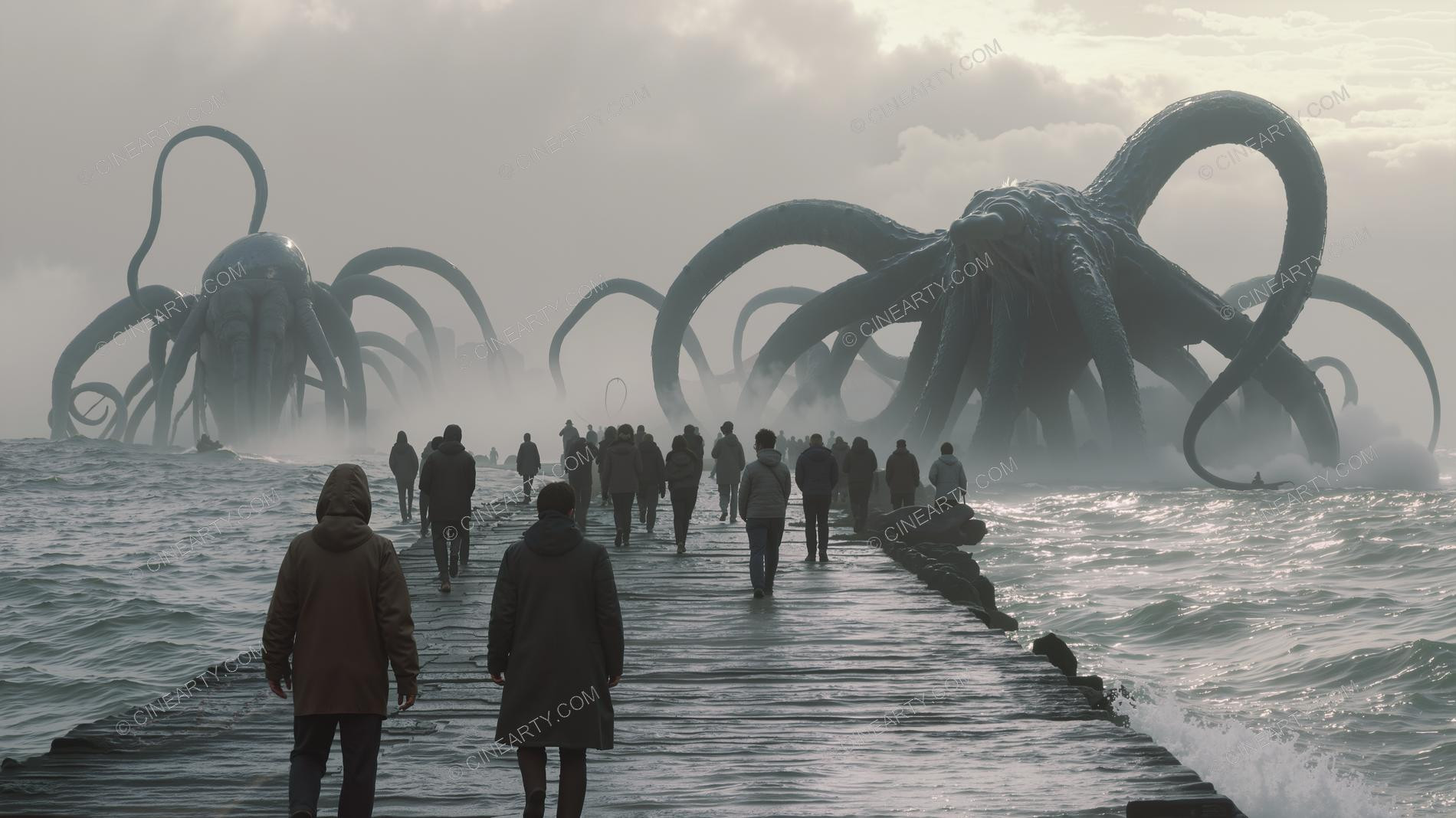 Giant Cephalopod Aliens on Seashore 16745