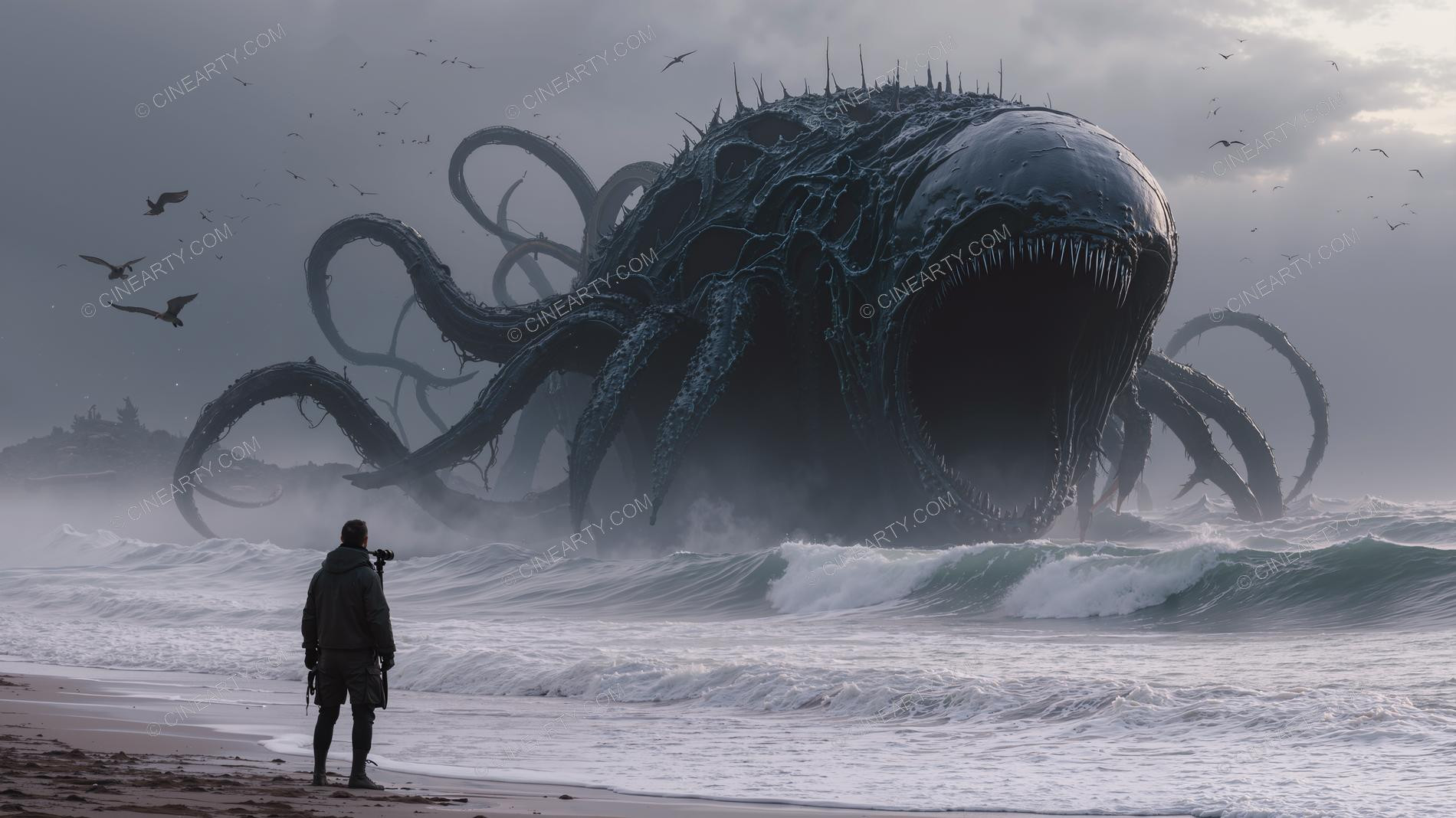 Giant Cephalopod Aliens on Seashore 99472