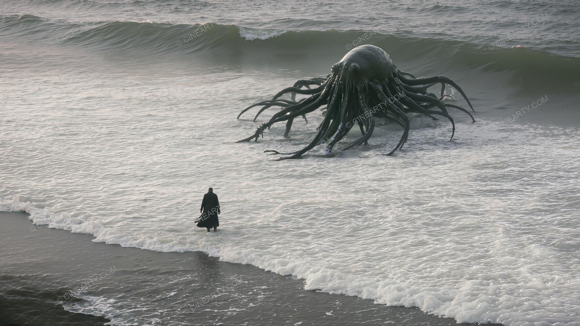 Giant Cephalopod Aliens on Seashore 33707