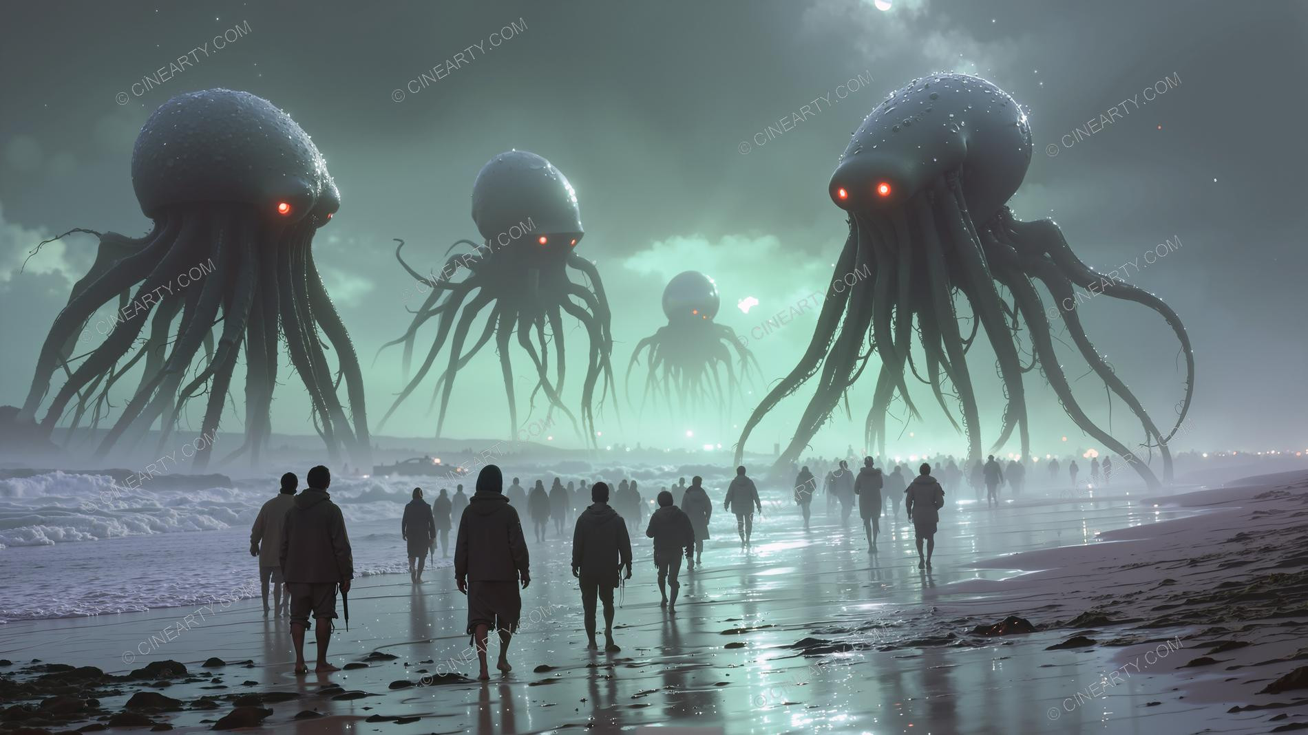 Giant Cephalopod Aliens on Seashore 67330