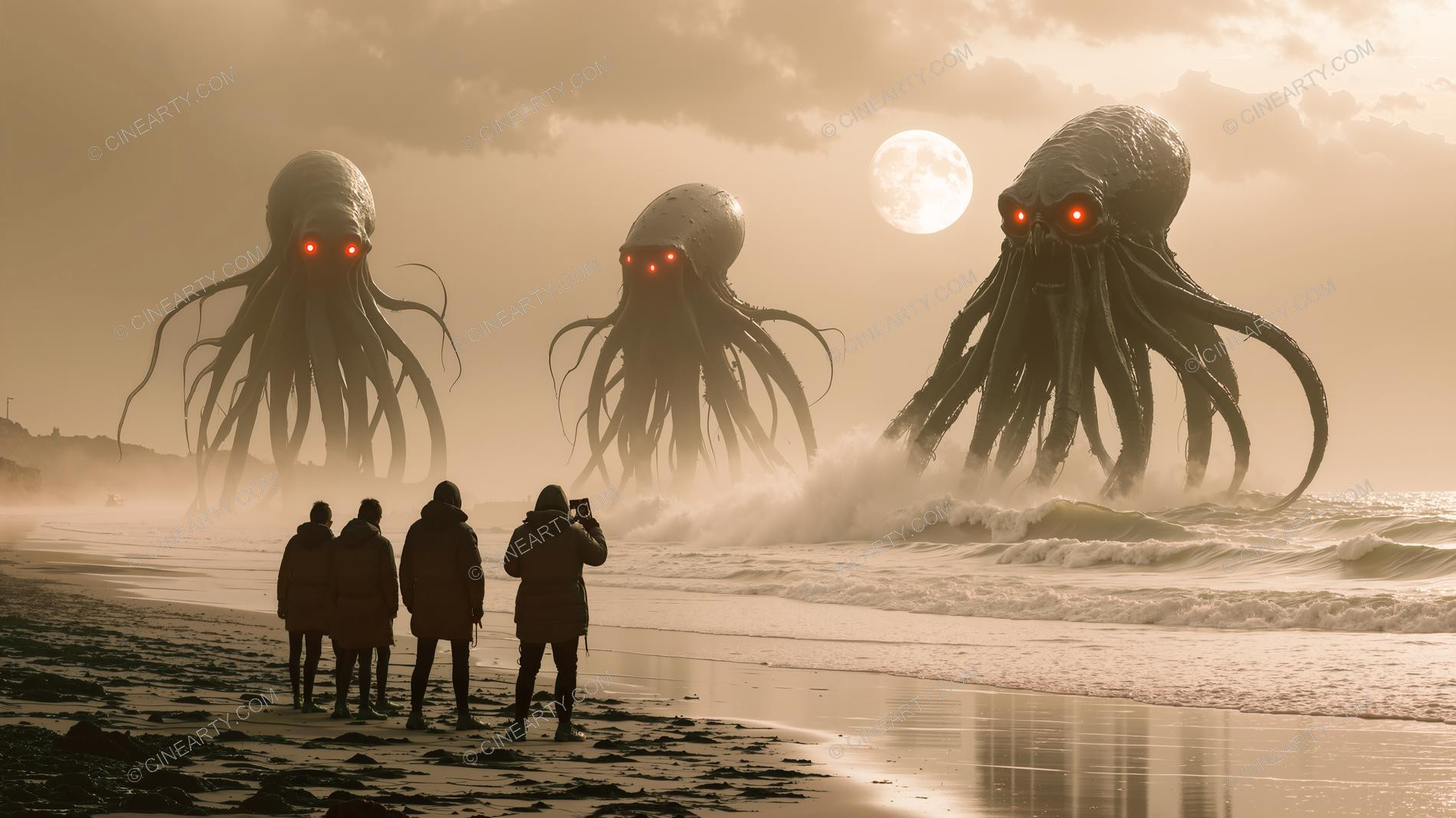 Giant Cephalopod Aliens on Seashore 41115