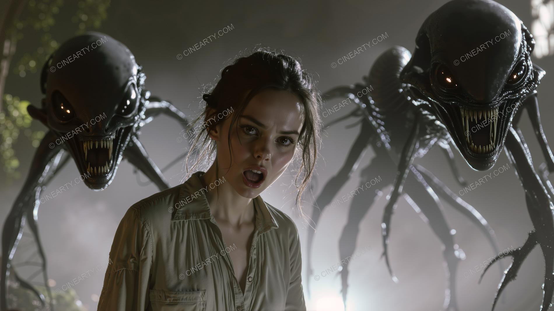 Young Woman Pursued by Aliens 39818