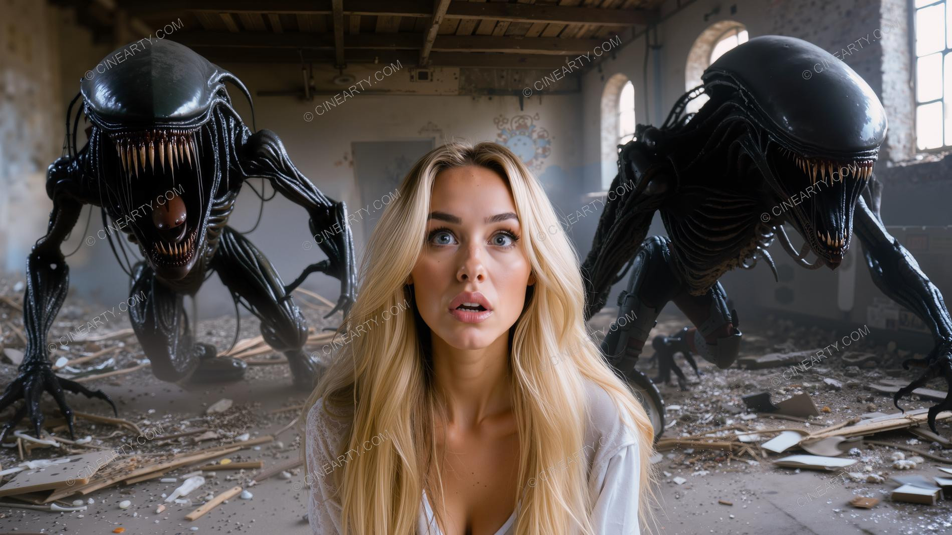 Young Woman Pursued by Aliens 84379