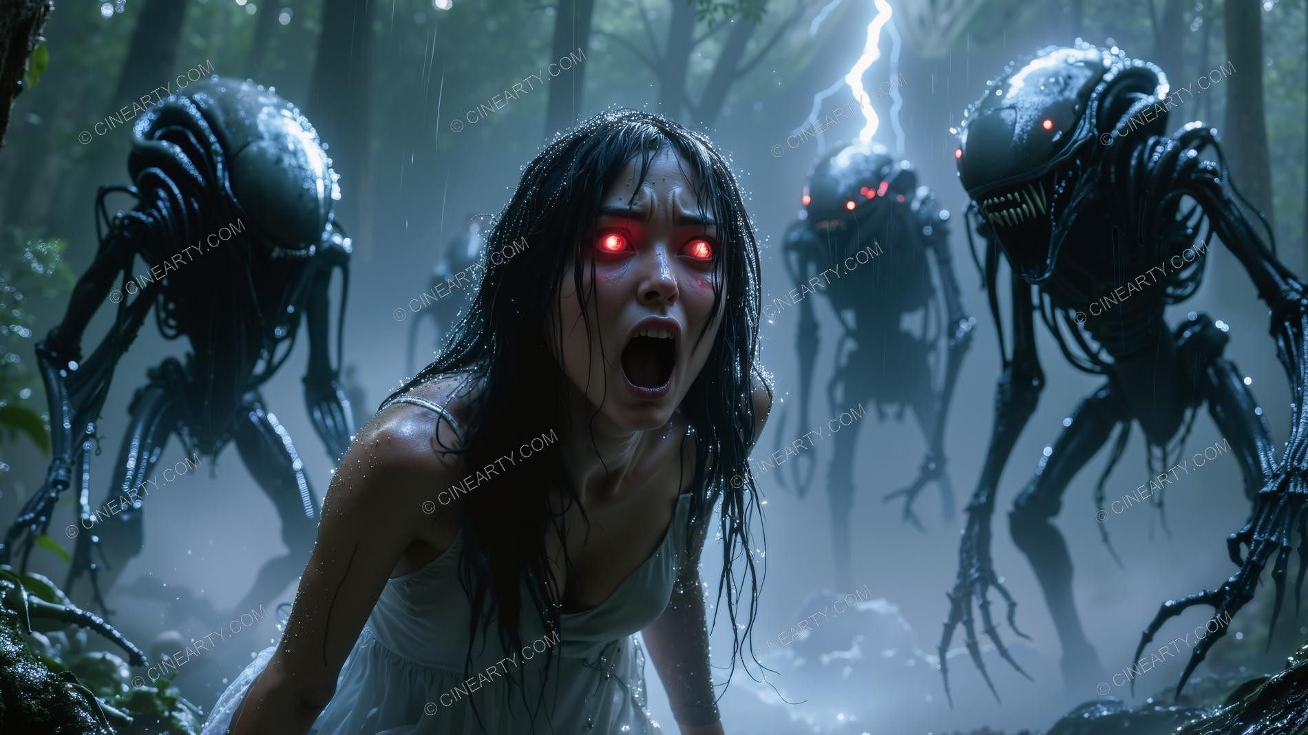 Young Woman Pursued by Aliens 75474