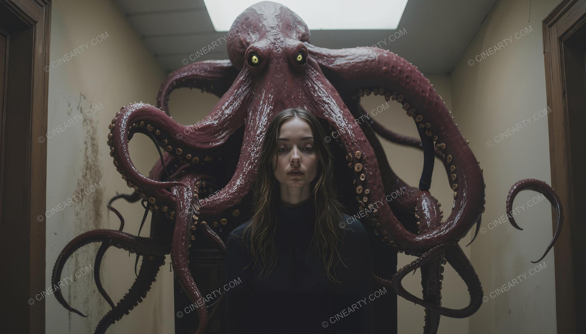 Young Woman Pursued by Young Cephalopod Aliens 76586
