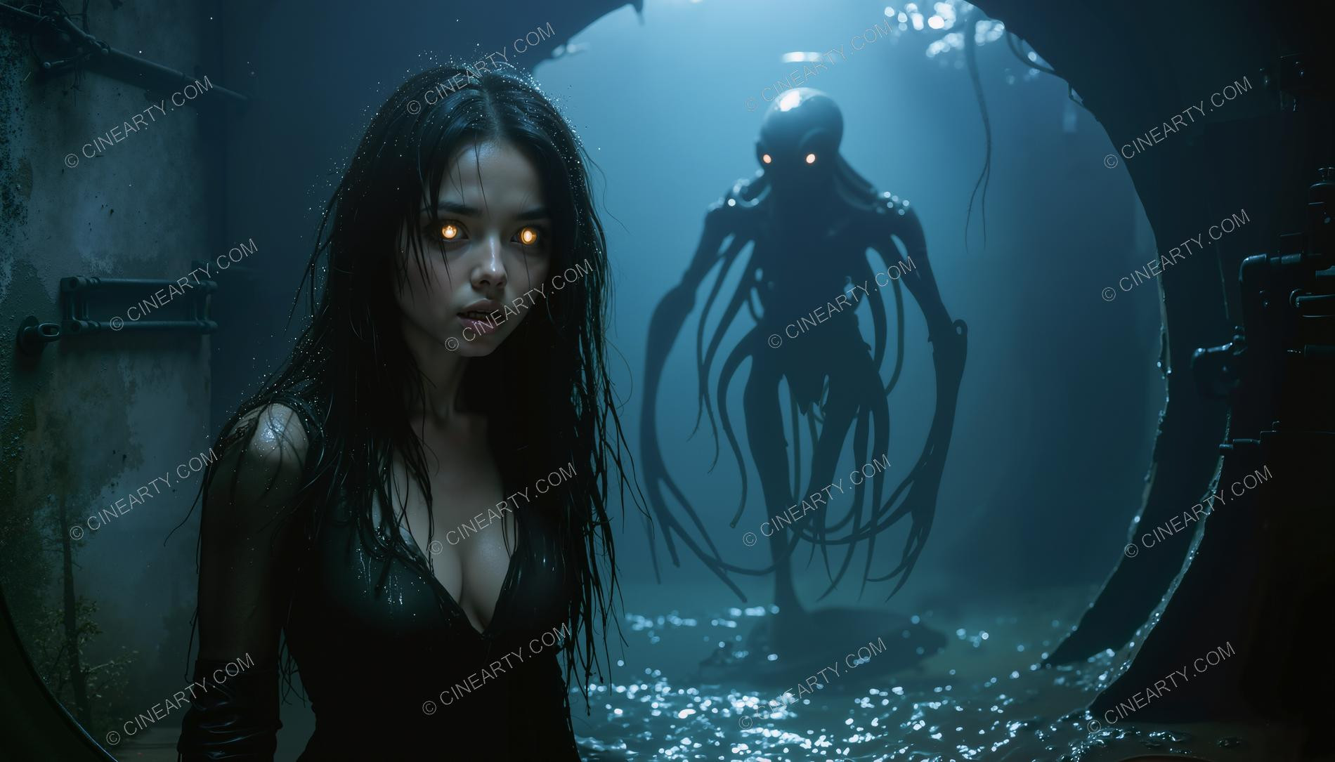 Young Women Leading Alien Creatures 57860