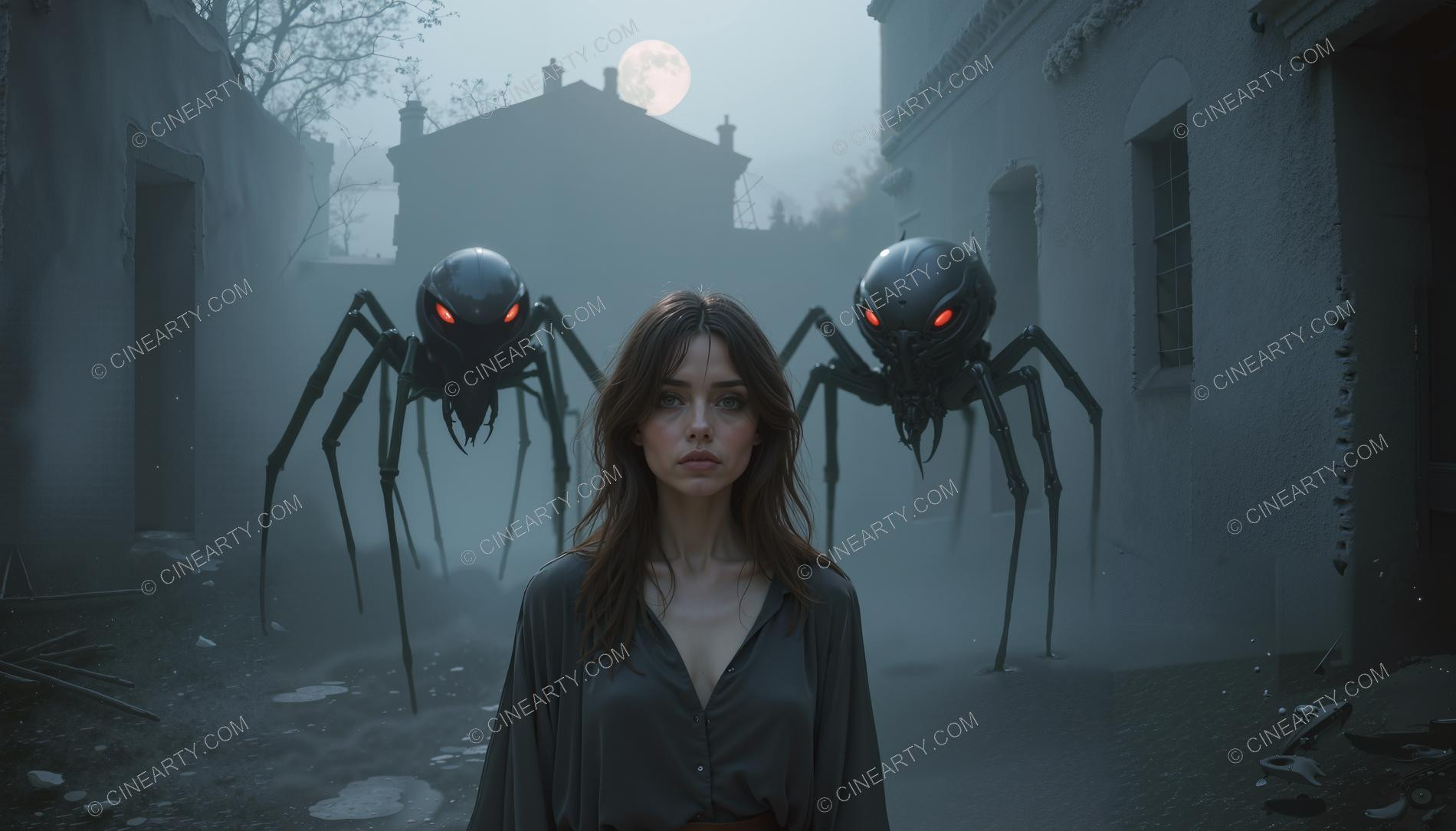 Young Women Leading Alien Creatures 03111