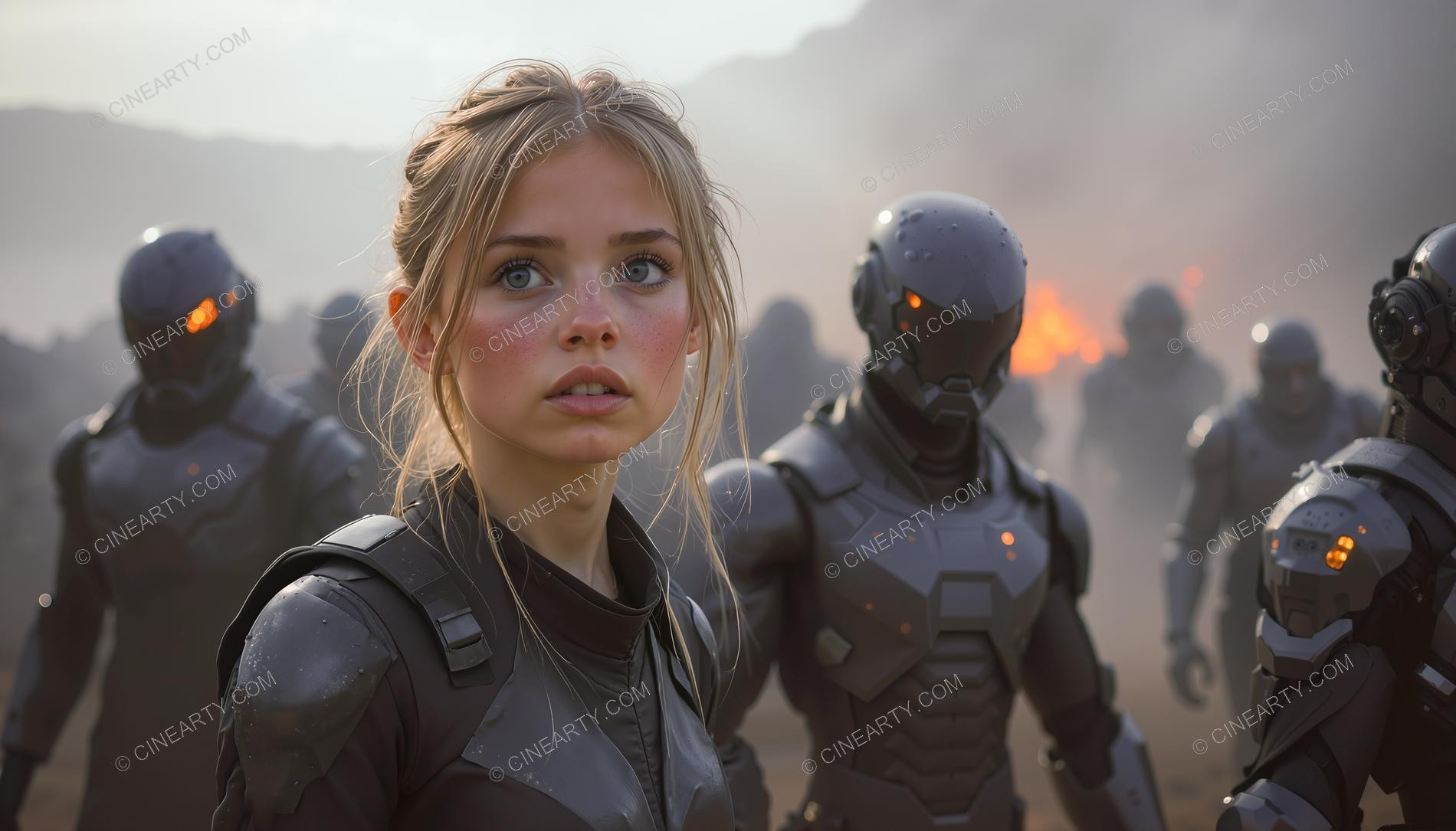 Young Women Leading Alien Humanoids 23402