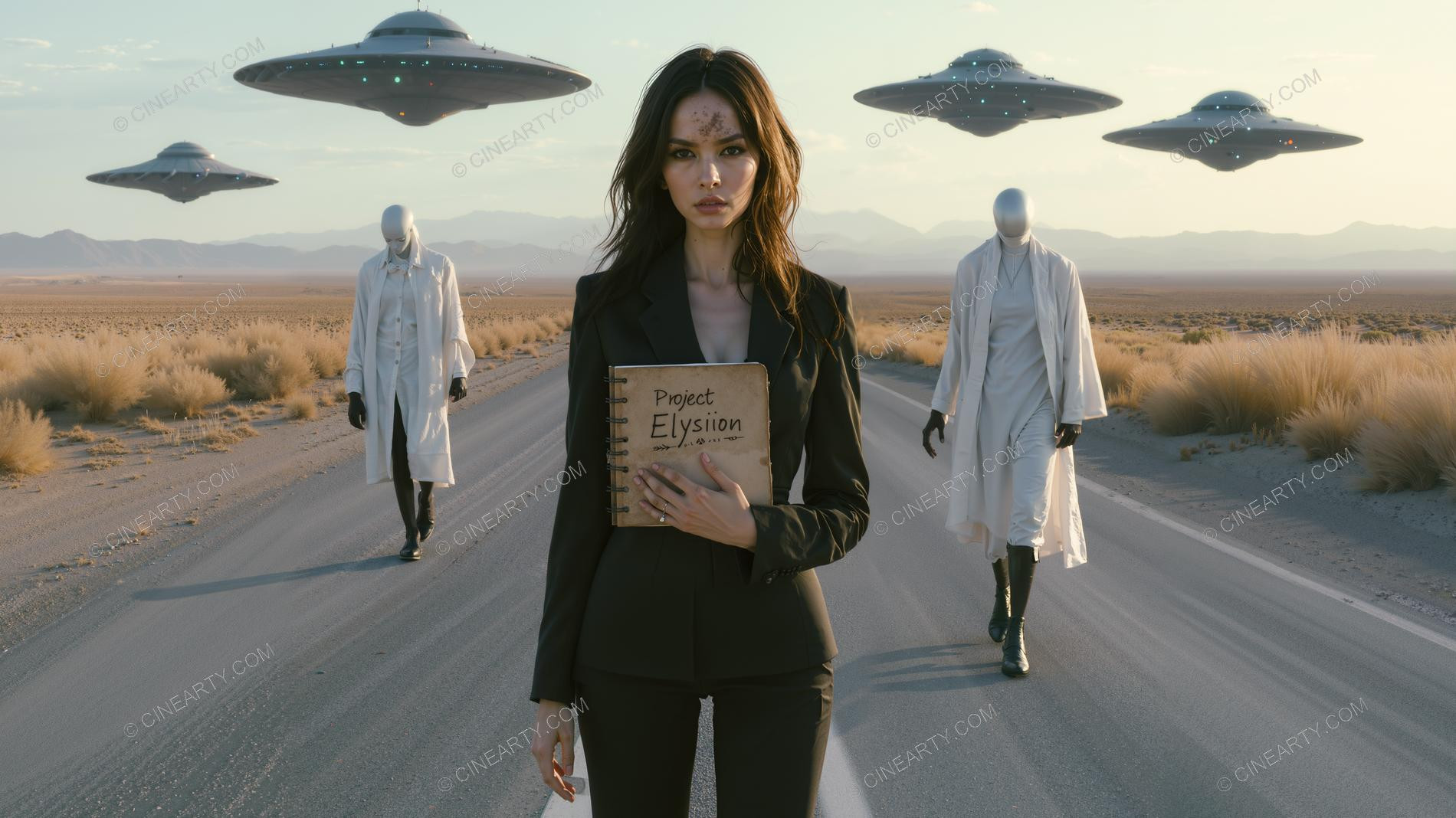 Young Women Leading Alien Humanoids 36515