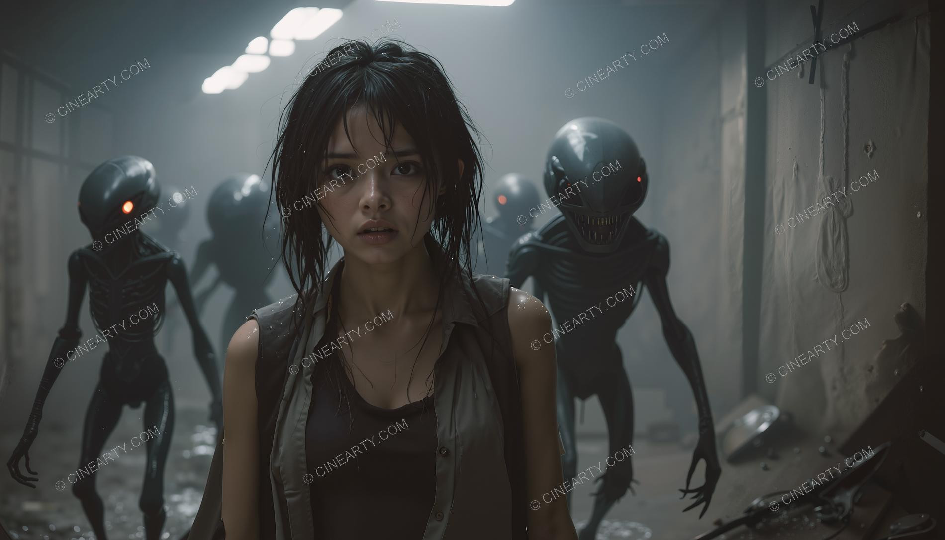 Young Women Leading Alien Humanoids 43670