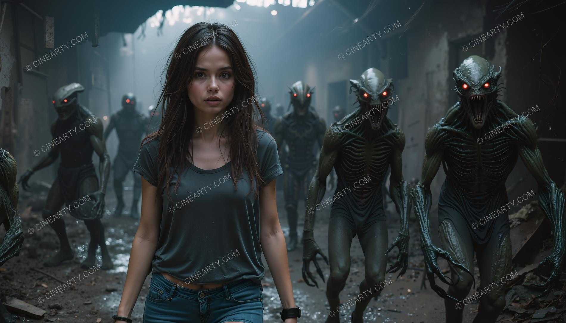 Young Women Leading Alien Humanoids 97423