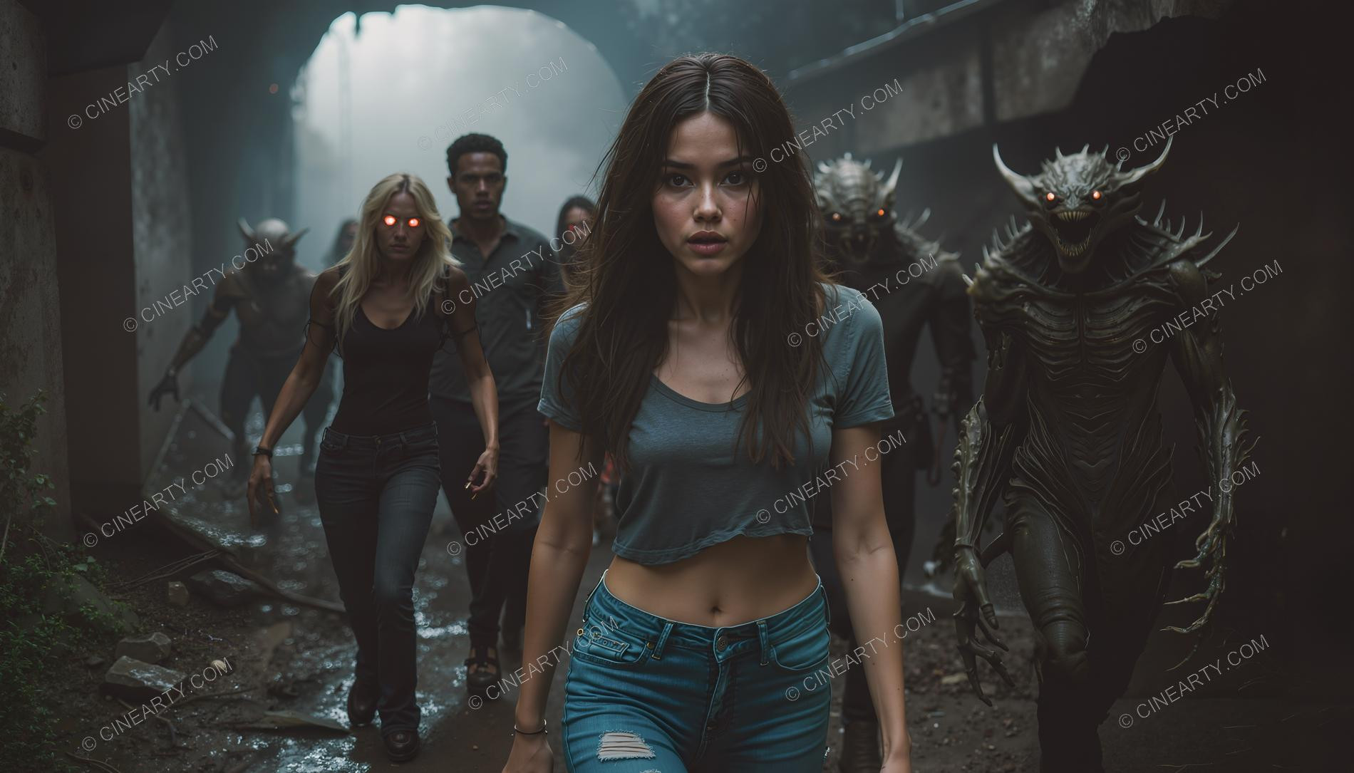 Young Women Leading Alien Humanoids 68995