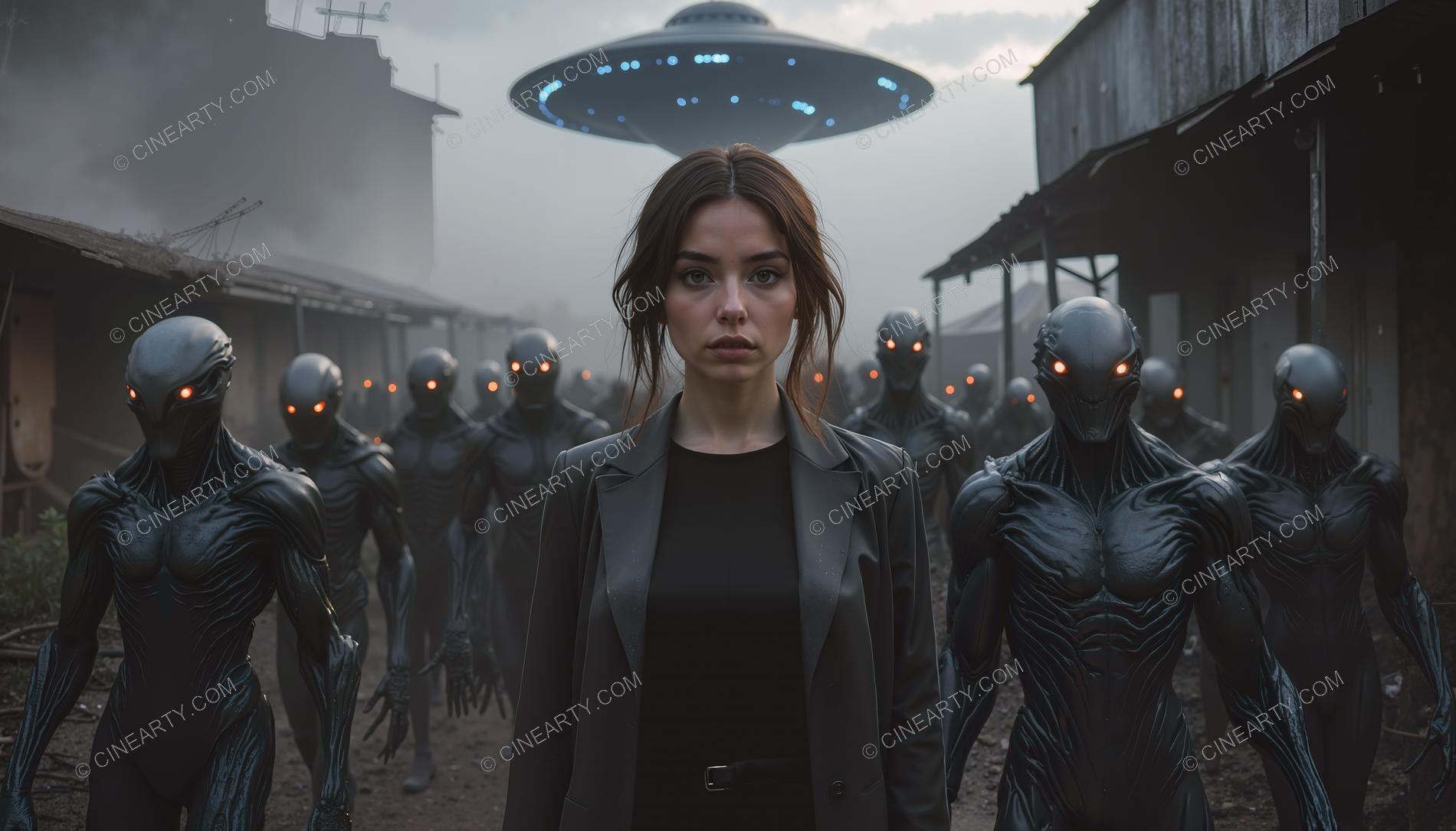 Young Women Leading Alien Humanoids 77963