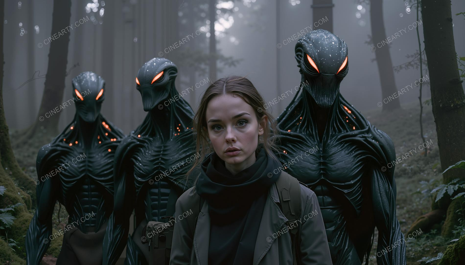 Young Women Leading Alien Humanoids 64244