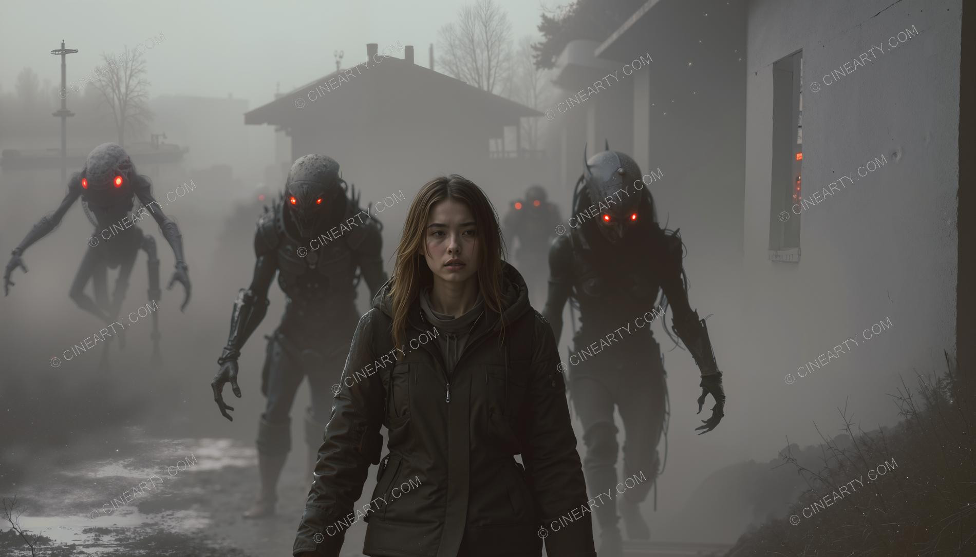 Young Women Leading Alien Humanoids 83805