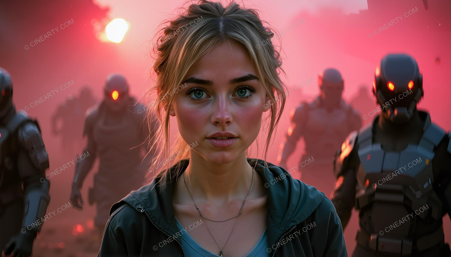 Young Women Leading Aliens (Portrait) 58456