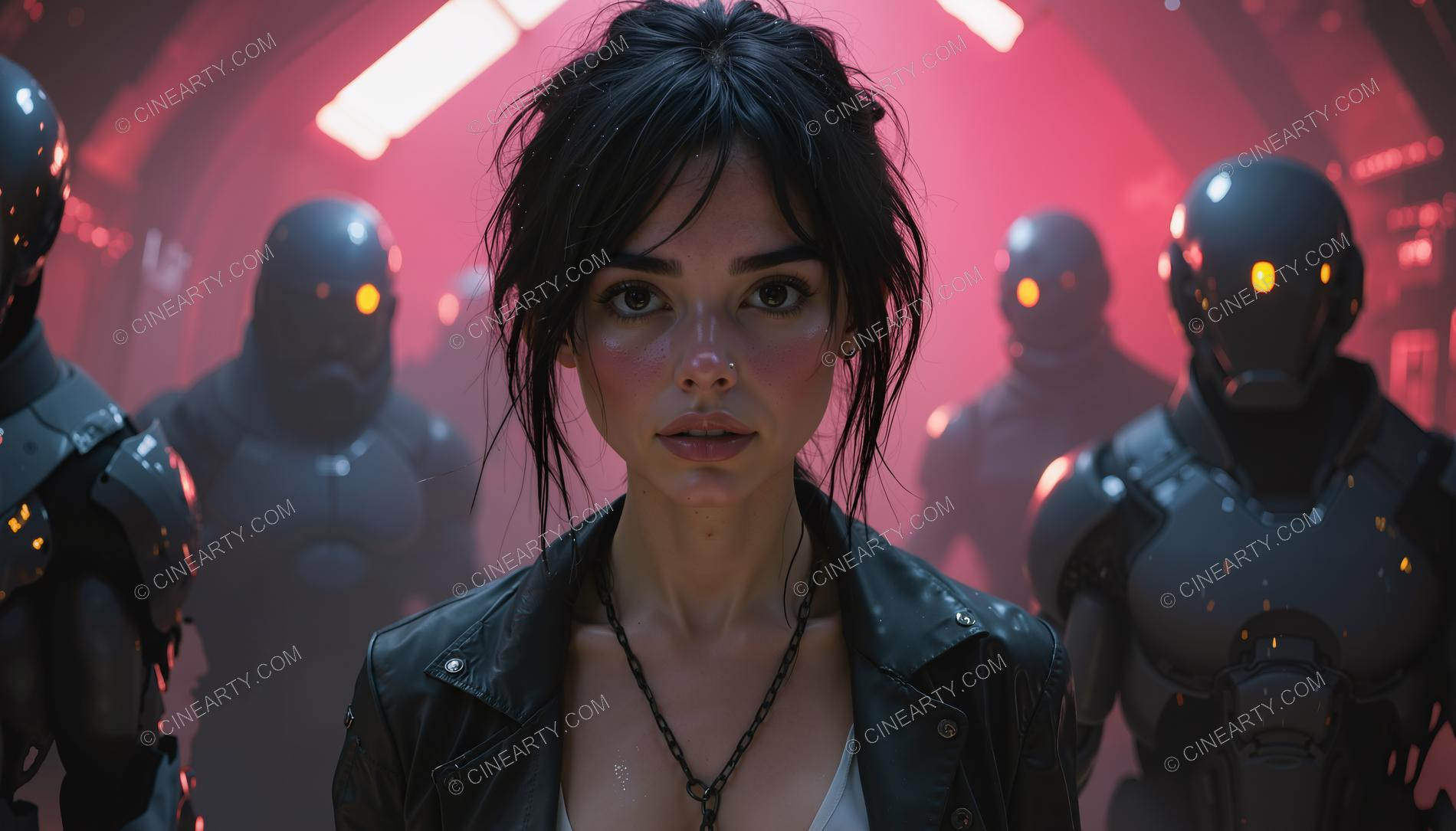 Young Women Leading Aliens (Portrait) 13101