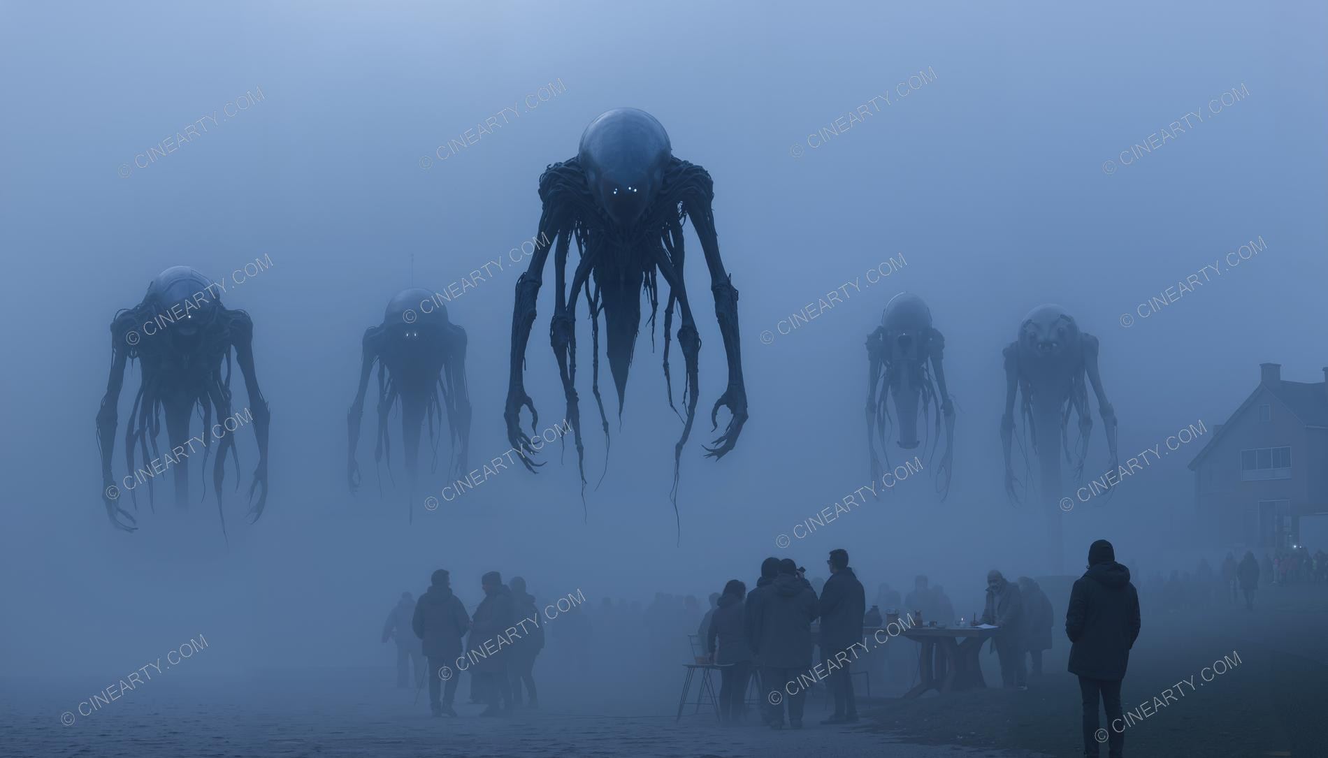 Alien Beings in an Old Mysty European Town 85391