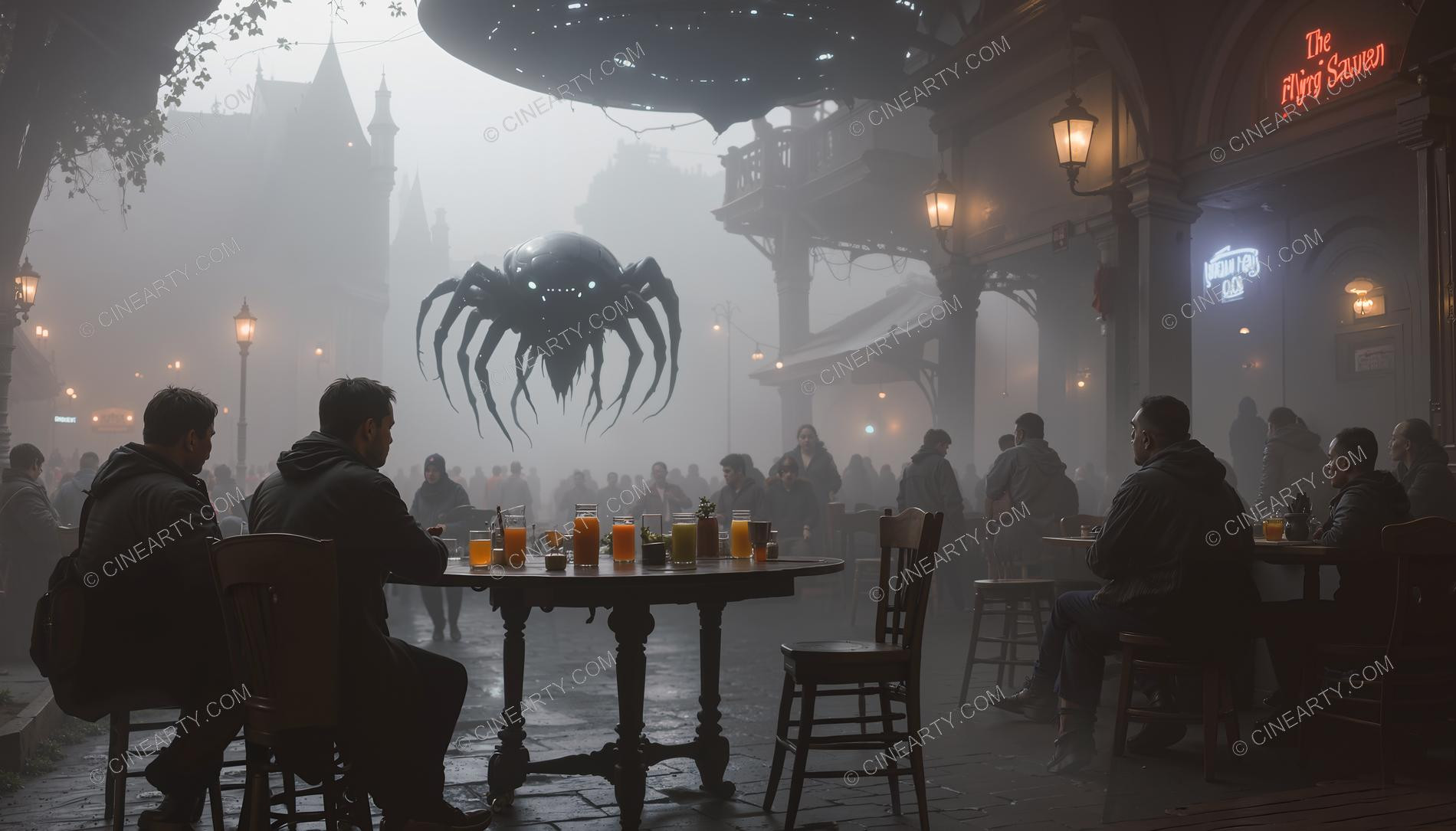 Alien Beings in an Old Mysty European Town 18349