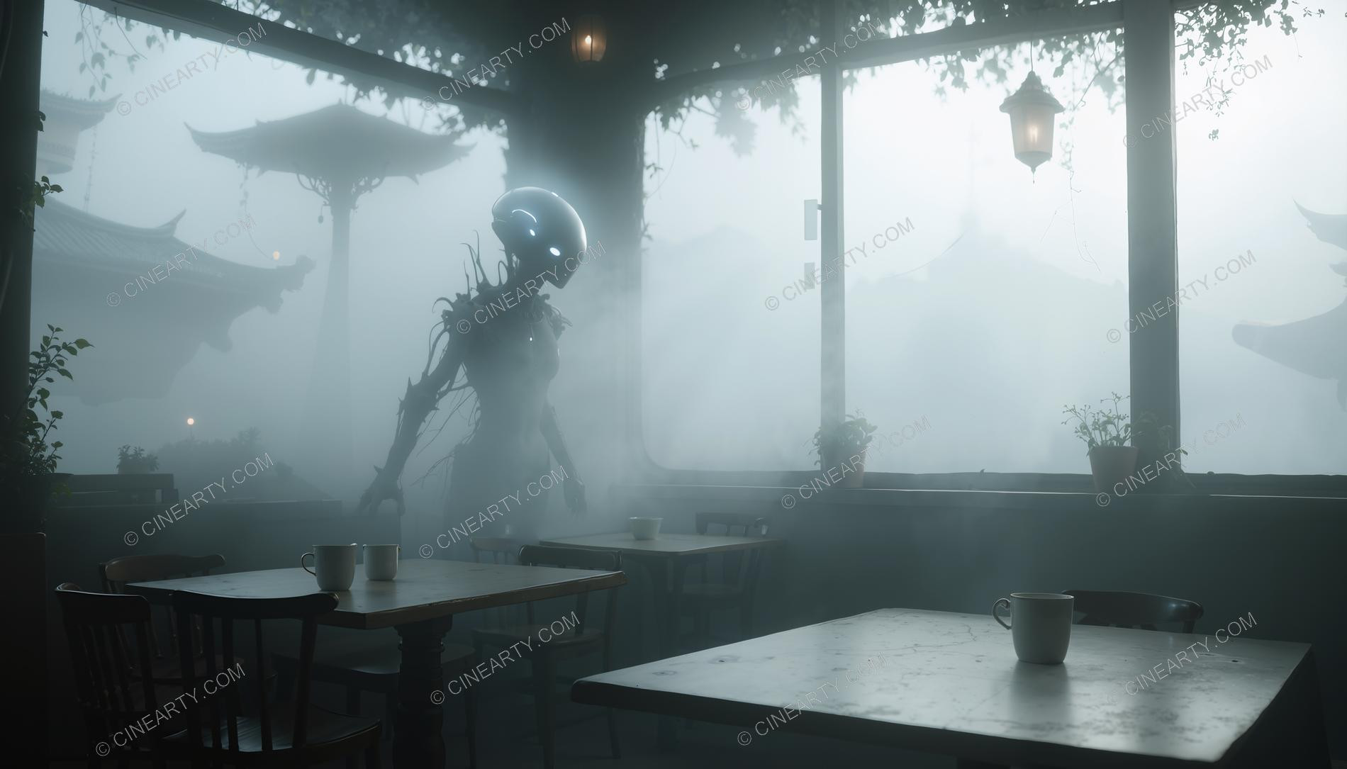 Alien Humanoids in an Old Misty European Town 07649