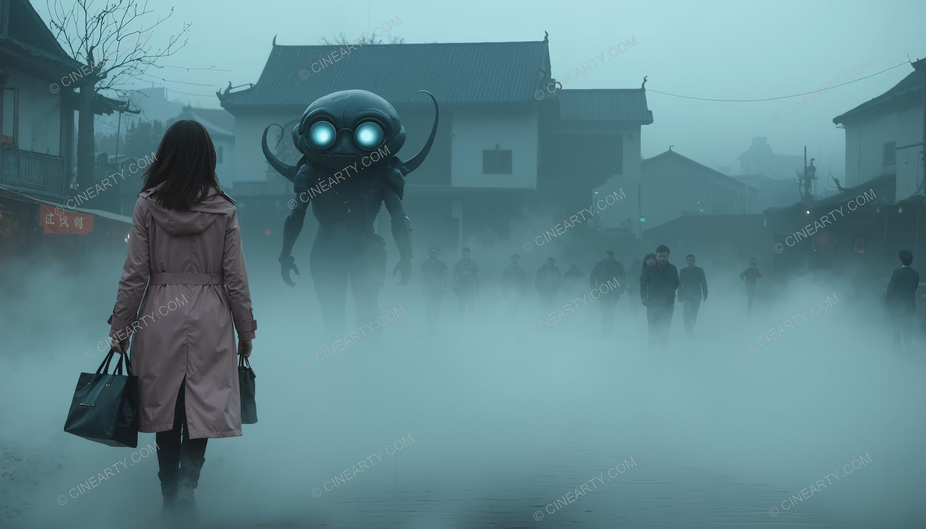 Alien Humanoids in an Old Misty European Town 36551
