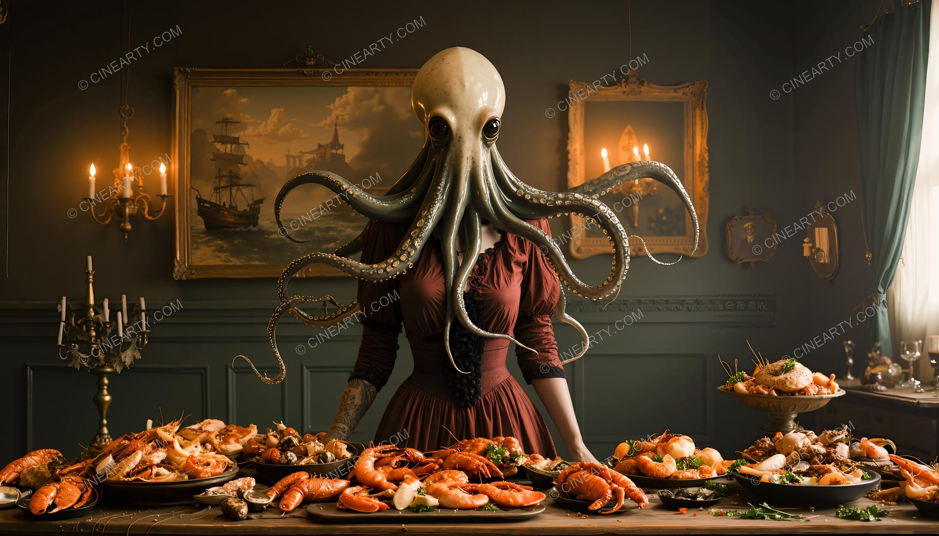 Octopus-Woman Hymera and Seafood 81081