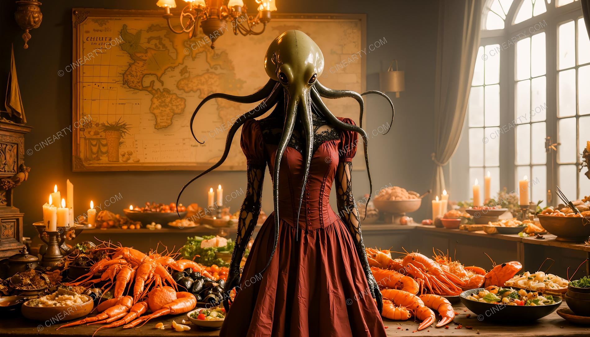 Octopus-Woman Hymera and Seafood 40122