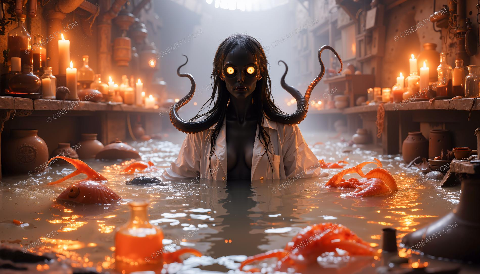 Octopus-Woman Hymera and Seafood 65192