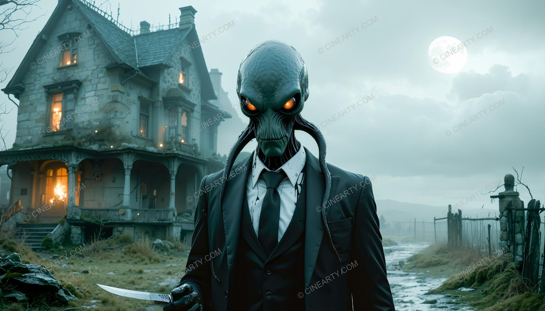 Egg-Headed Aliens on Earth Across the Ages 09180