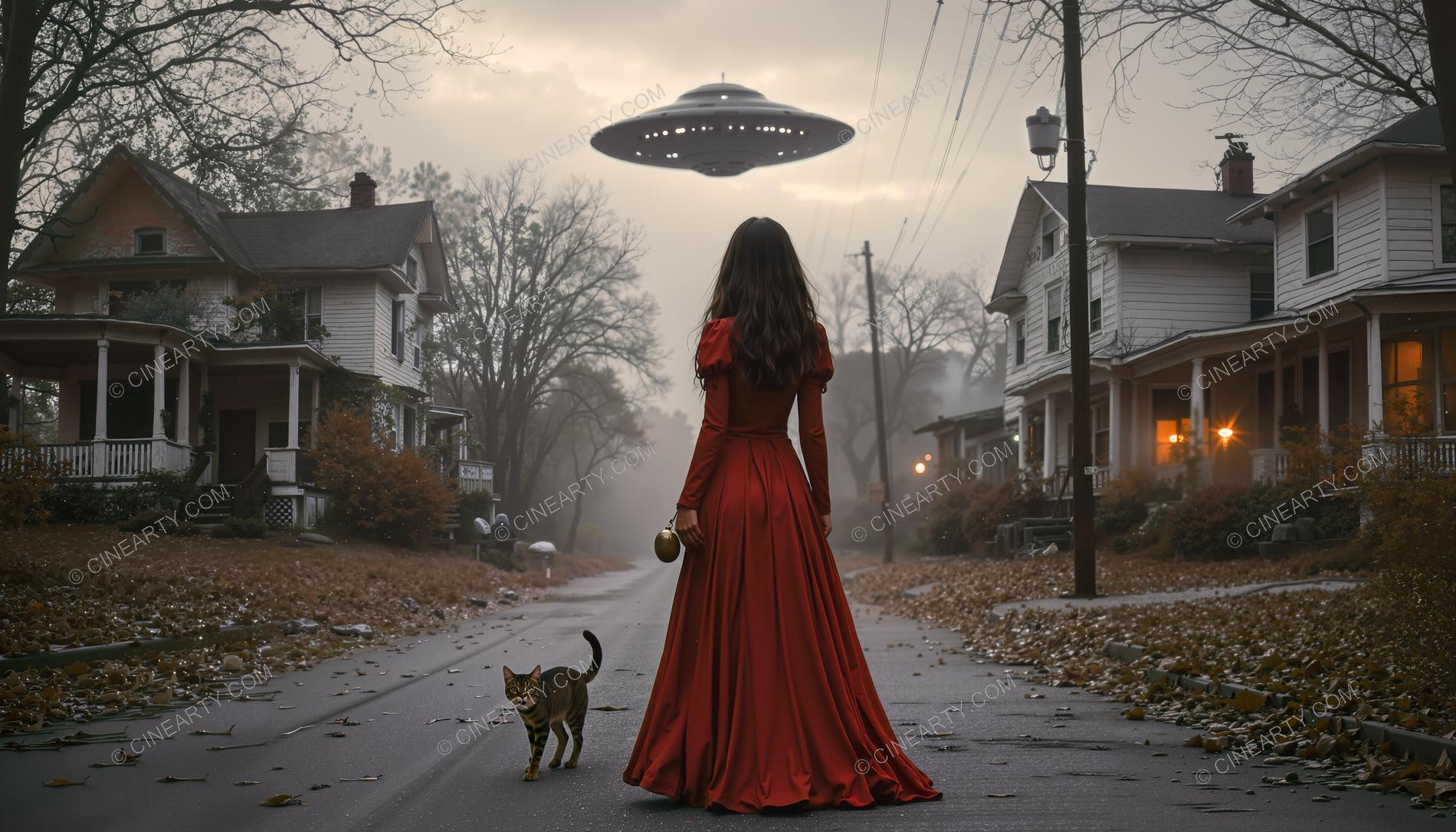 Elegant Lady Encounters Flying Saucer 82726
