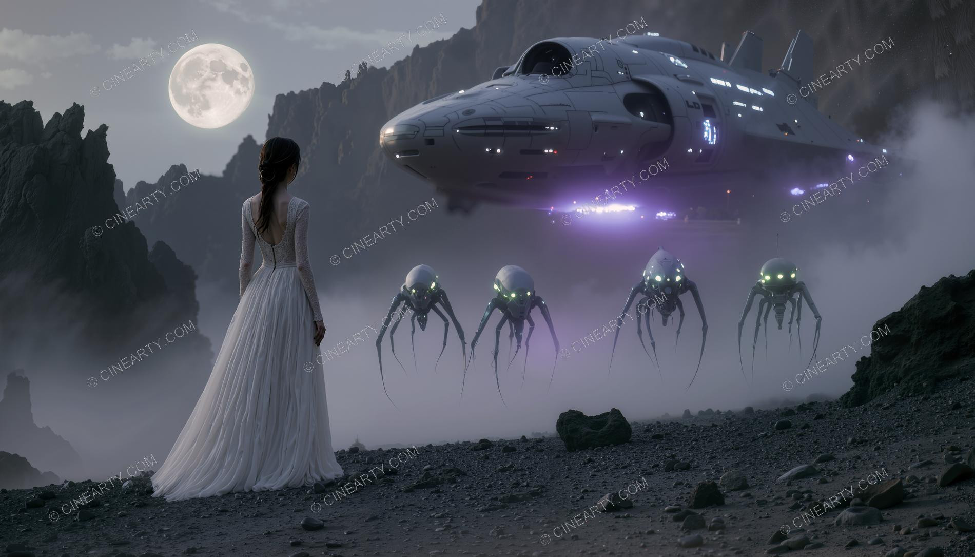 Elegant Lady Encounters Flying Saucer in Mountains 31663