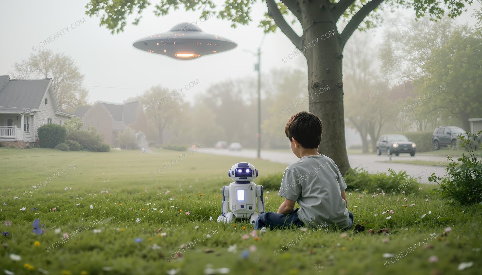 Flying Saucer and an Young Men 30463