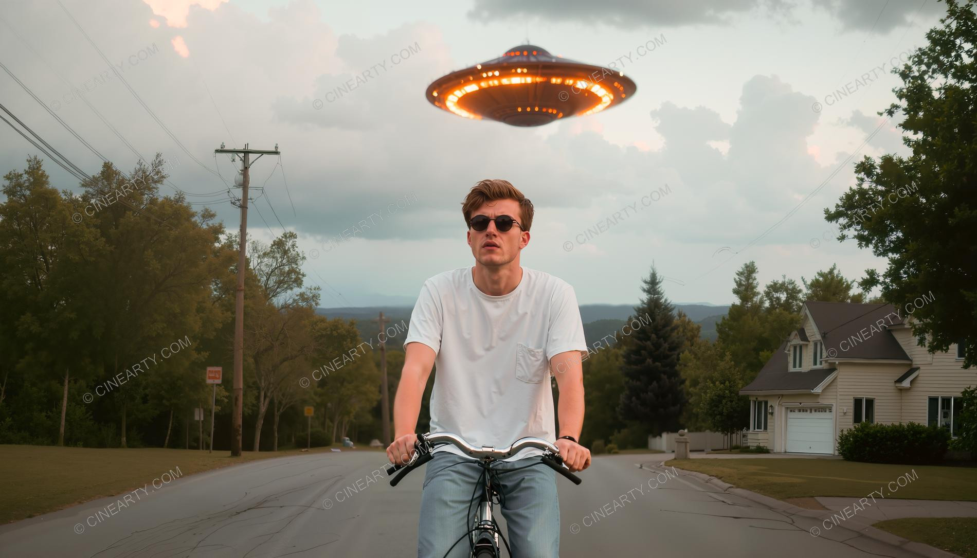 Flying Saucer and an Young Men 29311