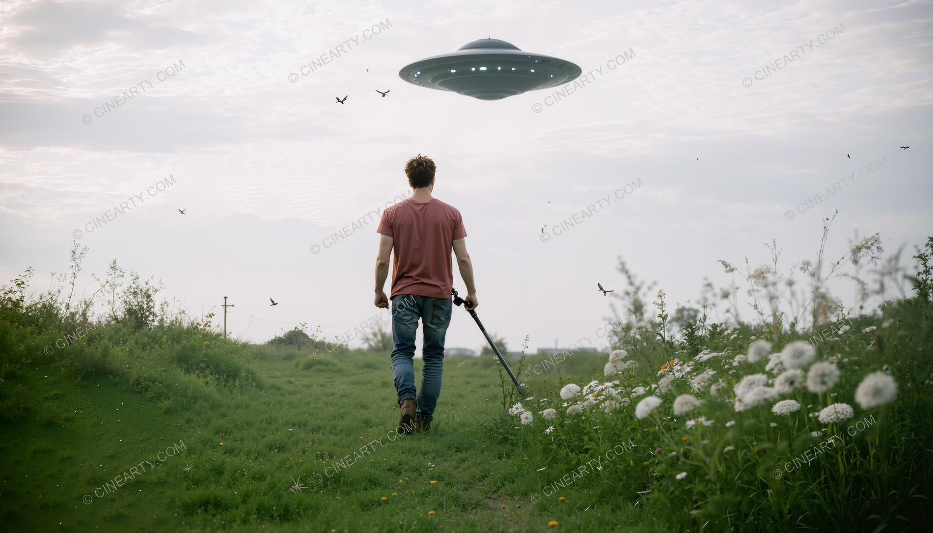 Flying Saucer and an Young Men 52734
