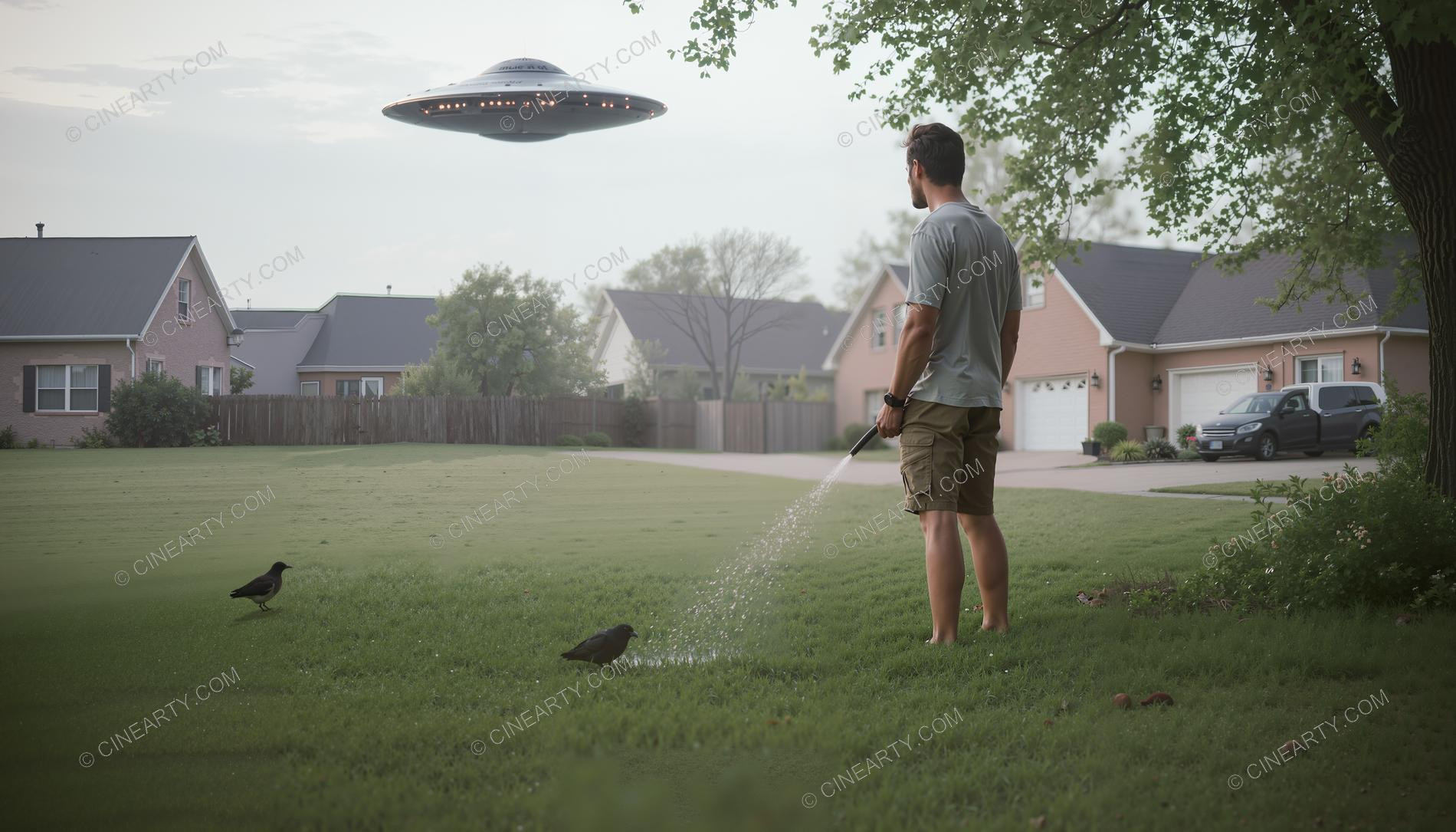 Flying Saucer and an Young Men 73485